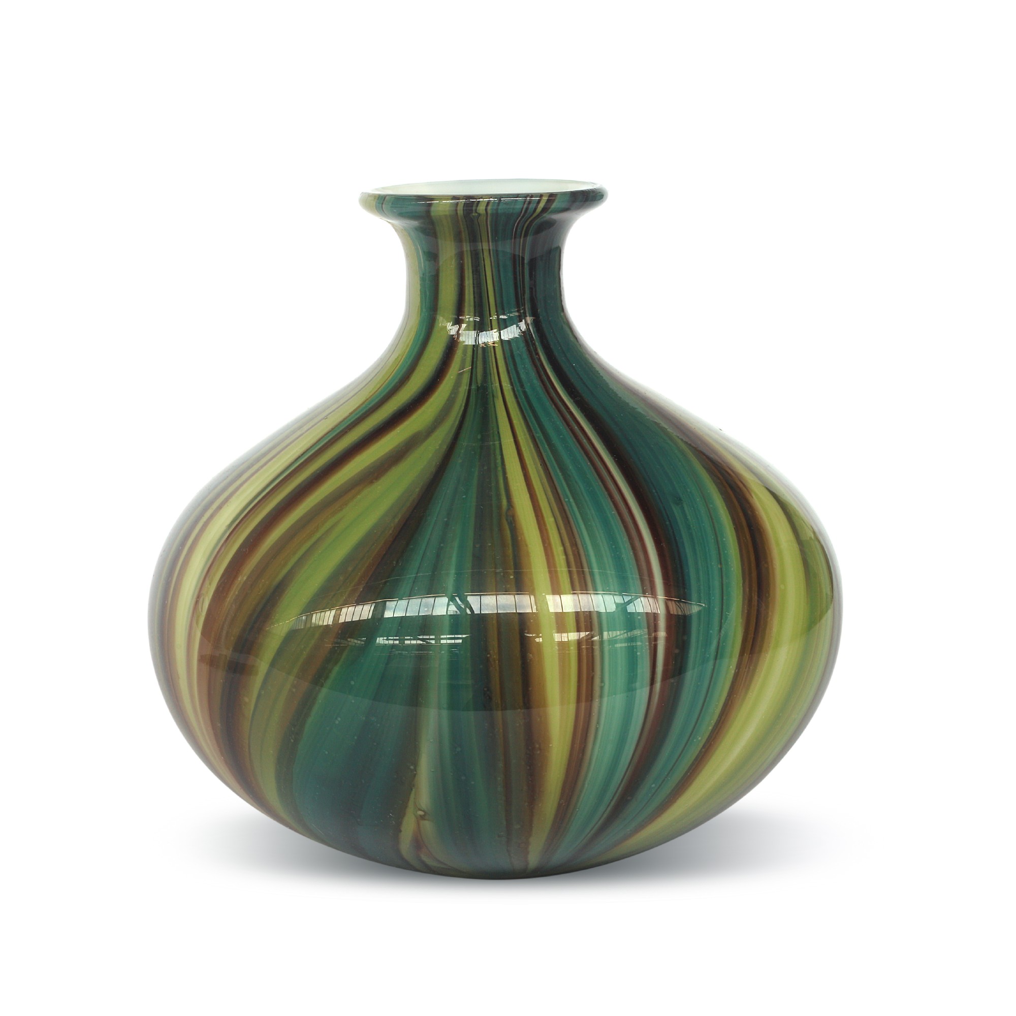Glasvase bauchig, Grüntöne, Ø 17 cm, H 16 cm