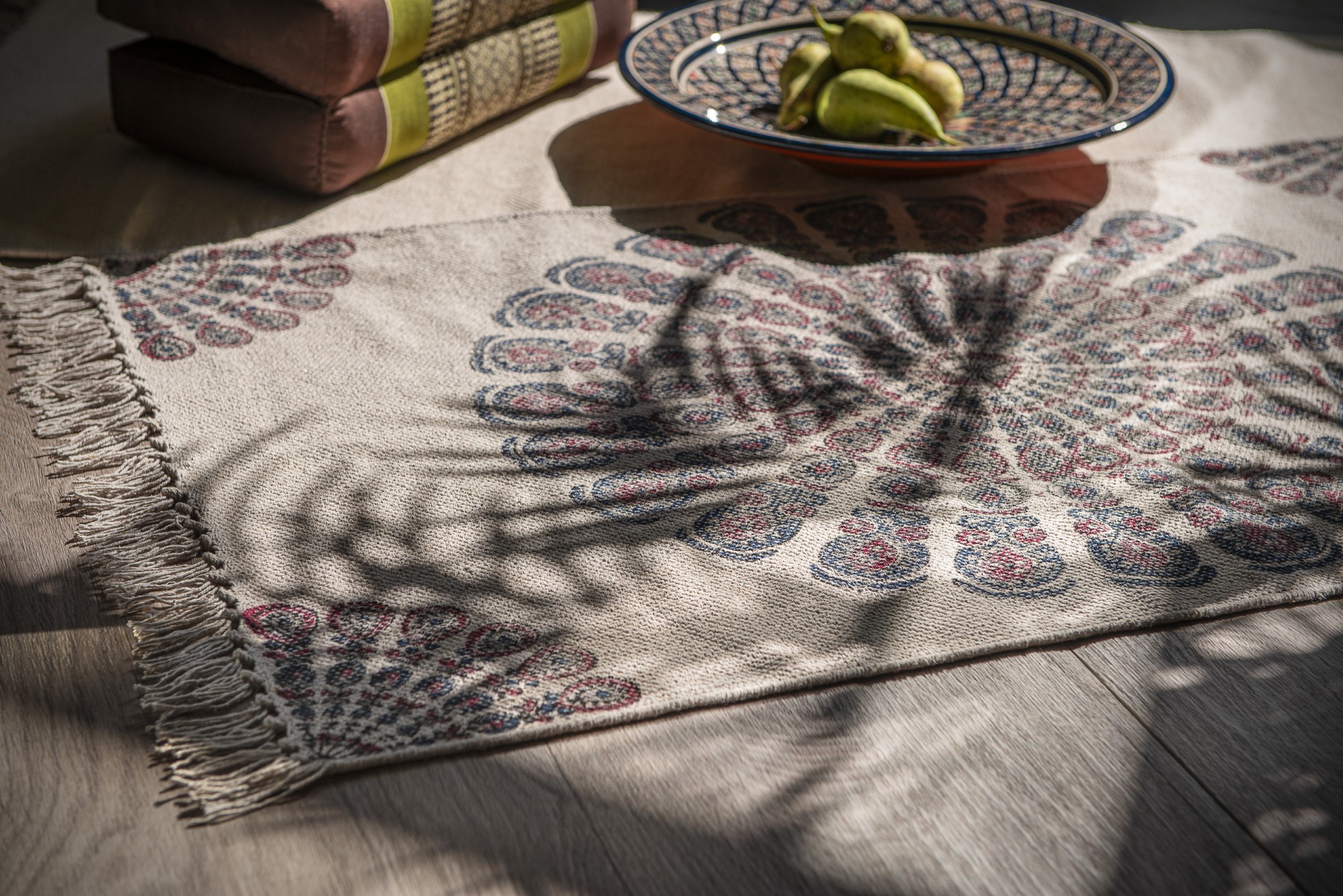 Mini-Rug 'Solapur', weiß, blau-rot, T 60 cm, B 90 cm