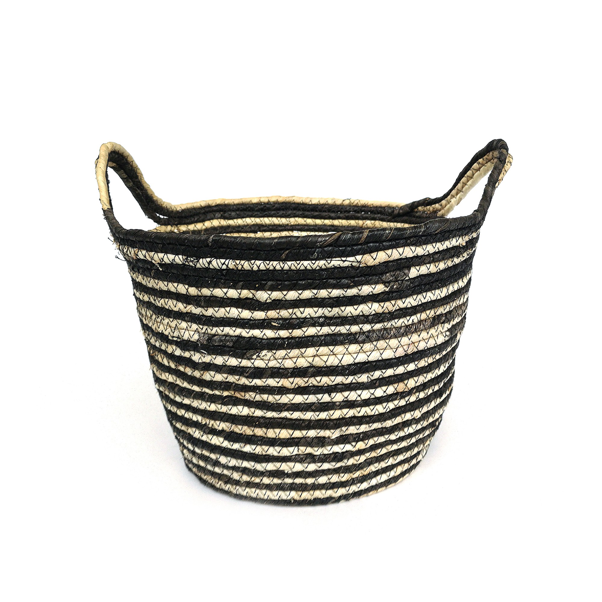 Korb 'Ricca' S, schwarz, natur, Ø 36 cm, H 22 cm