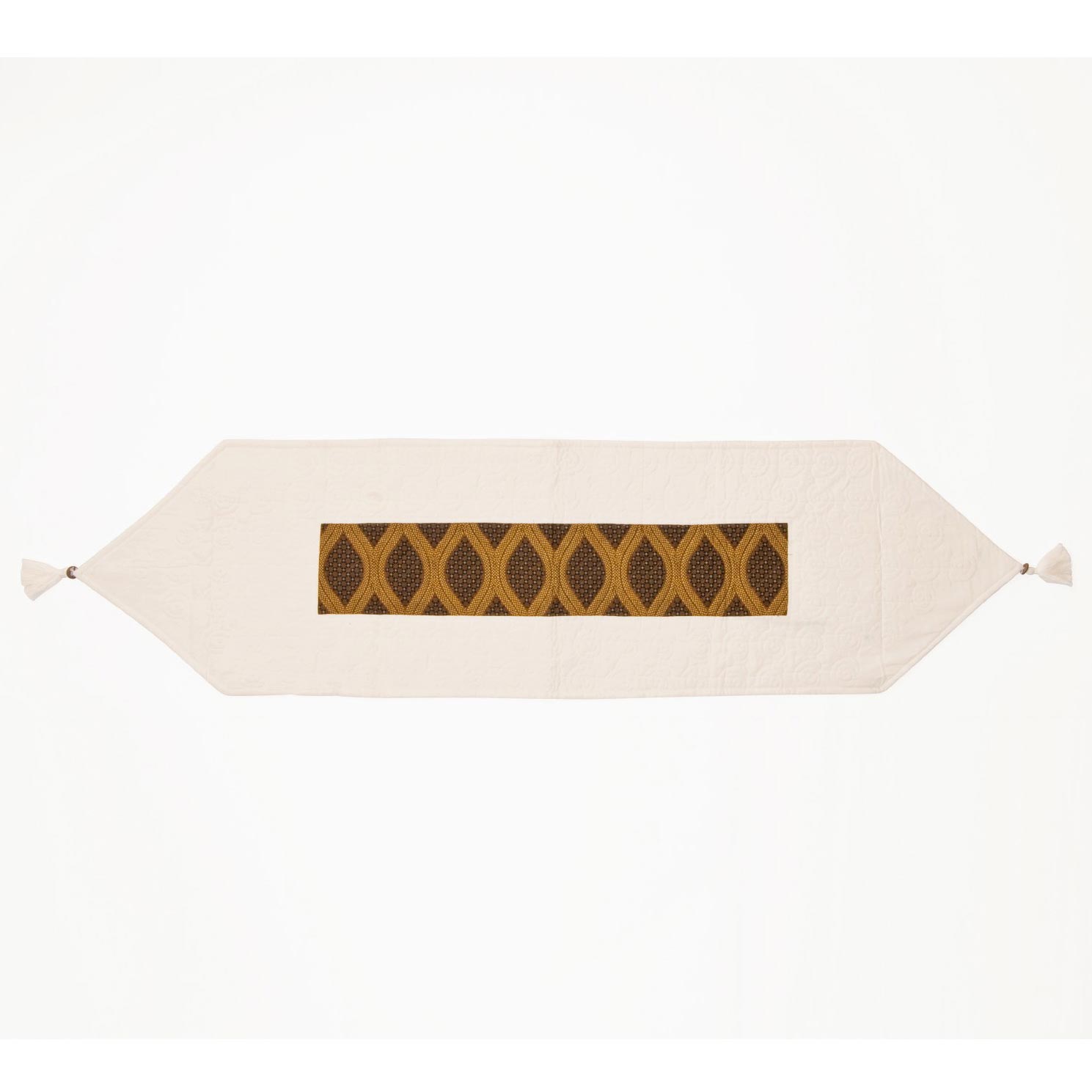 Tischläufer 'Elypse', weiß, braun, L 150 cm, B 40 cm