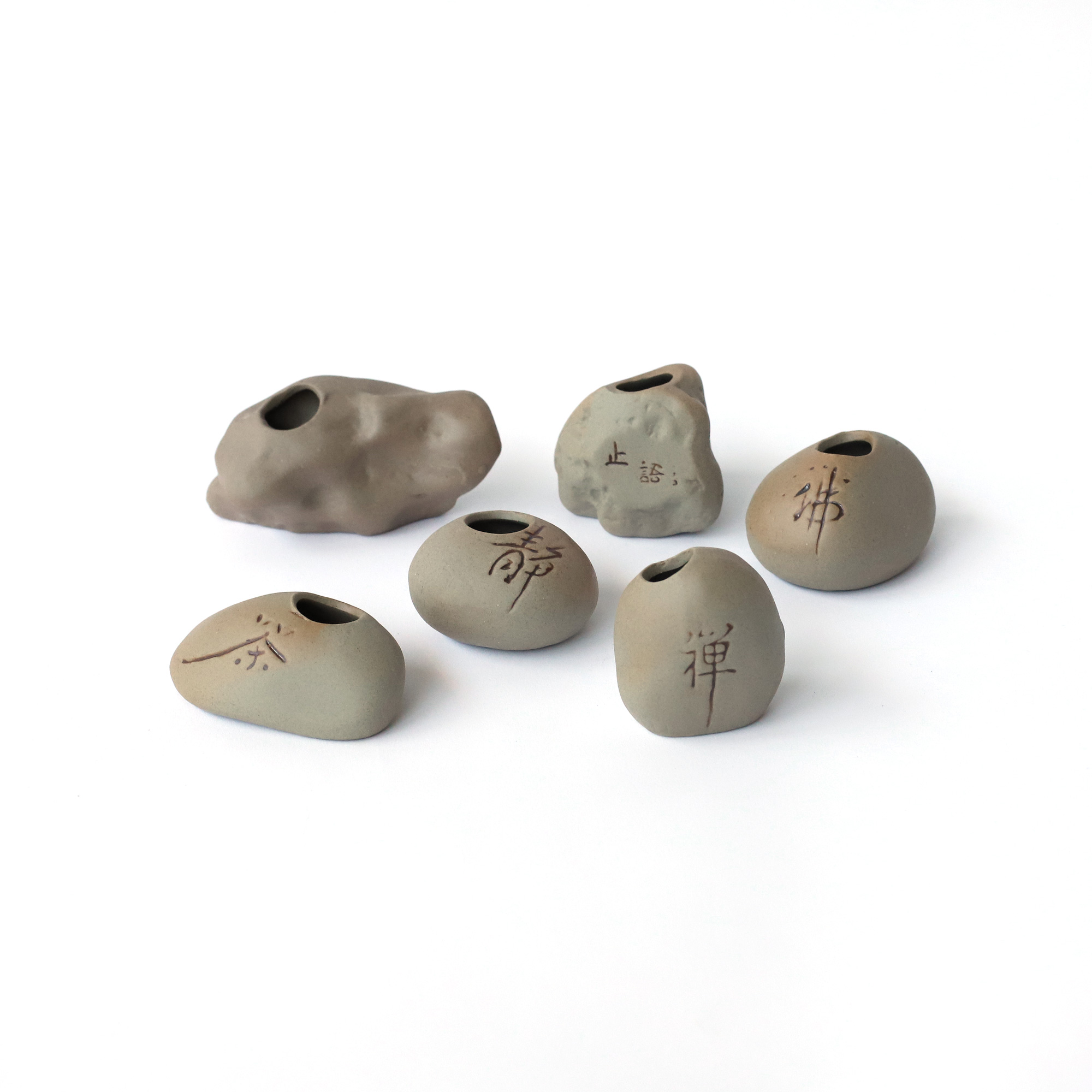 Keramik-Vasen Geschenk-Set, grau, 6-teilig
