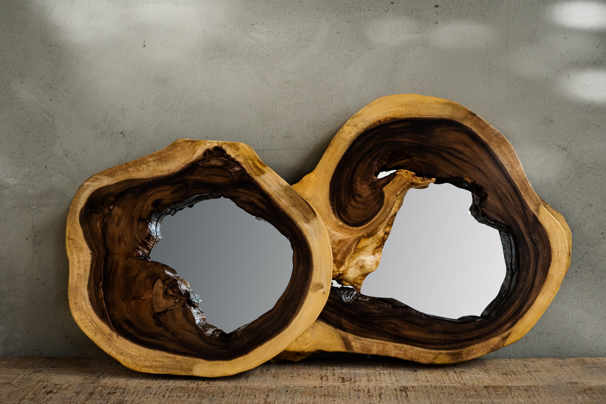 Wandspiegel 'Akazie', natur, B 70-80 cm, H 60 cm