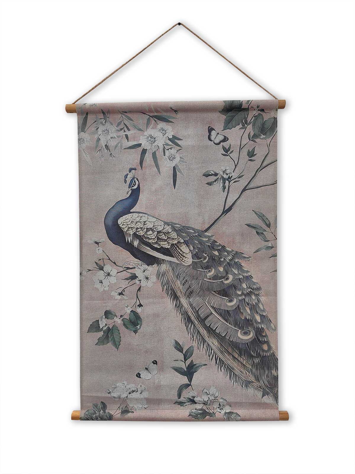 Rollbild 'Le Paon avec Fleurs', B 64 cm, T 2,5 cm, H 93 cm