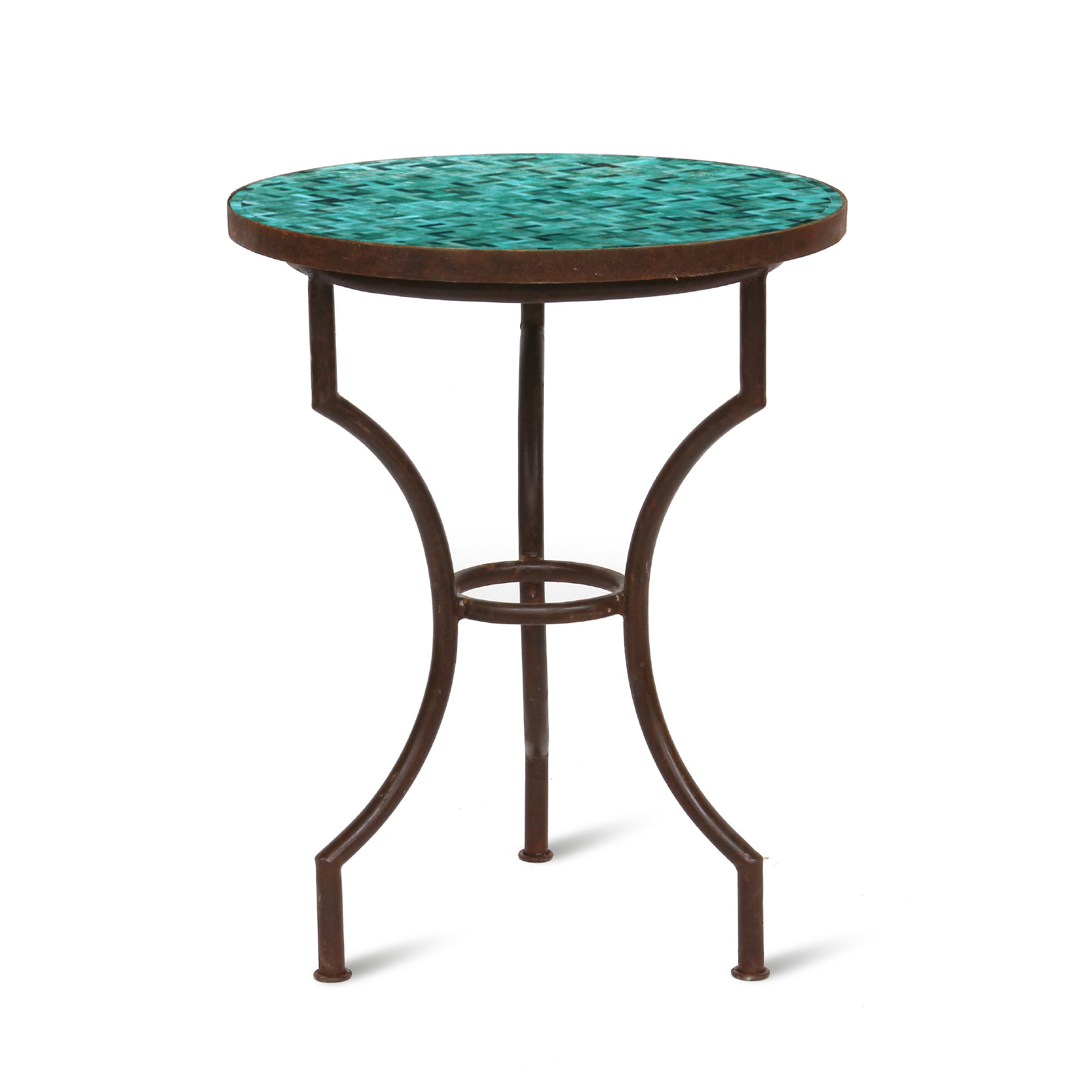 Runder Mosaiktisch 'Vert emeraude', türkis, Ø 90 cm, H 75 cm