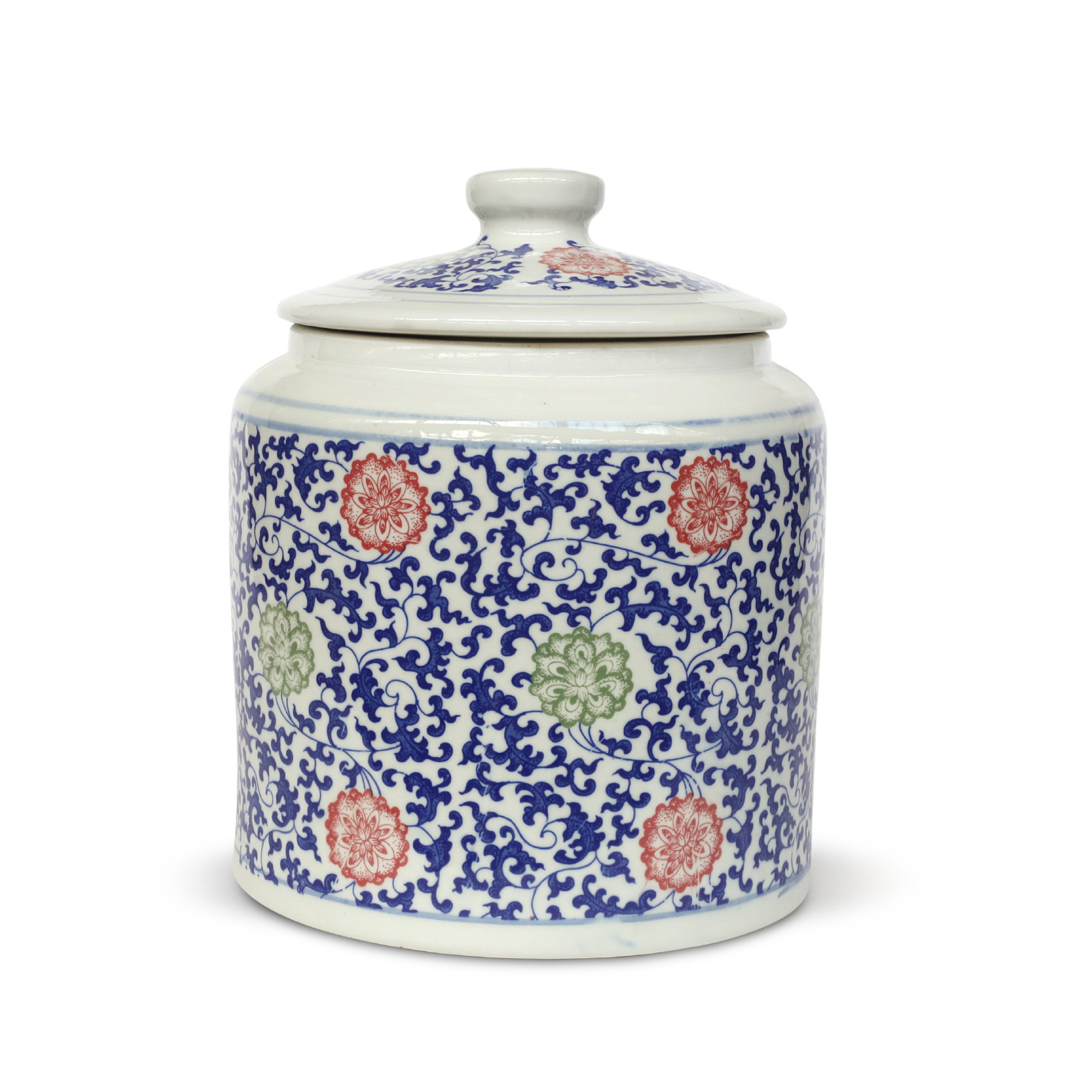Deckeldose 'Jù', weiß, multicolor, Ø 23 cm, H 30 cm
