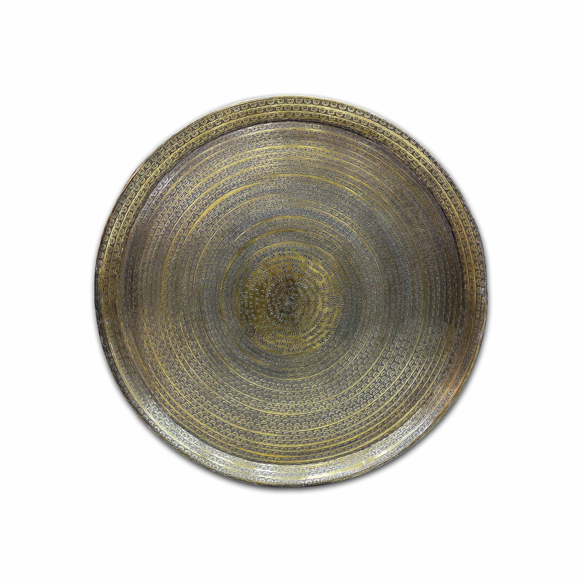 Metalltablett 'Nila', in Antik-Messing-Finish, Ø 90 cm, H 4 cm