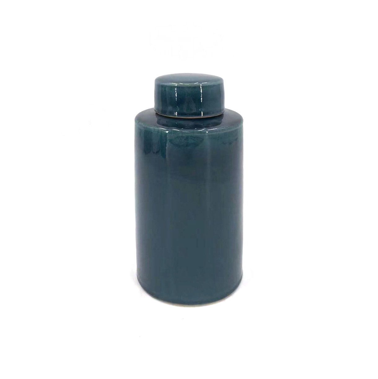 Deckelbehälter 'Laurent' grünblau, Ø 11,5 cm, H 22 cm