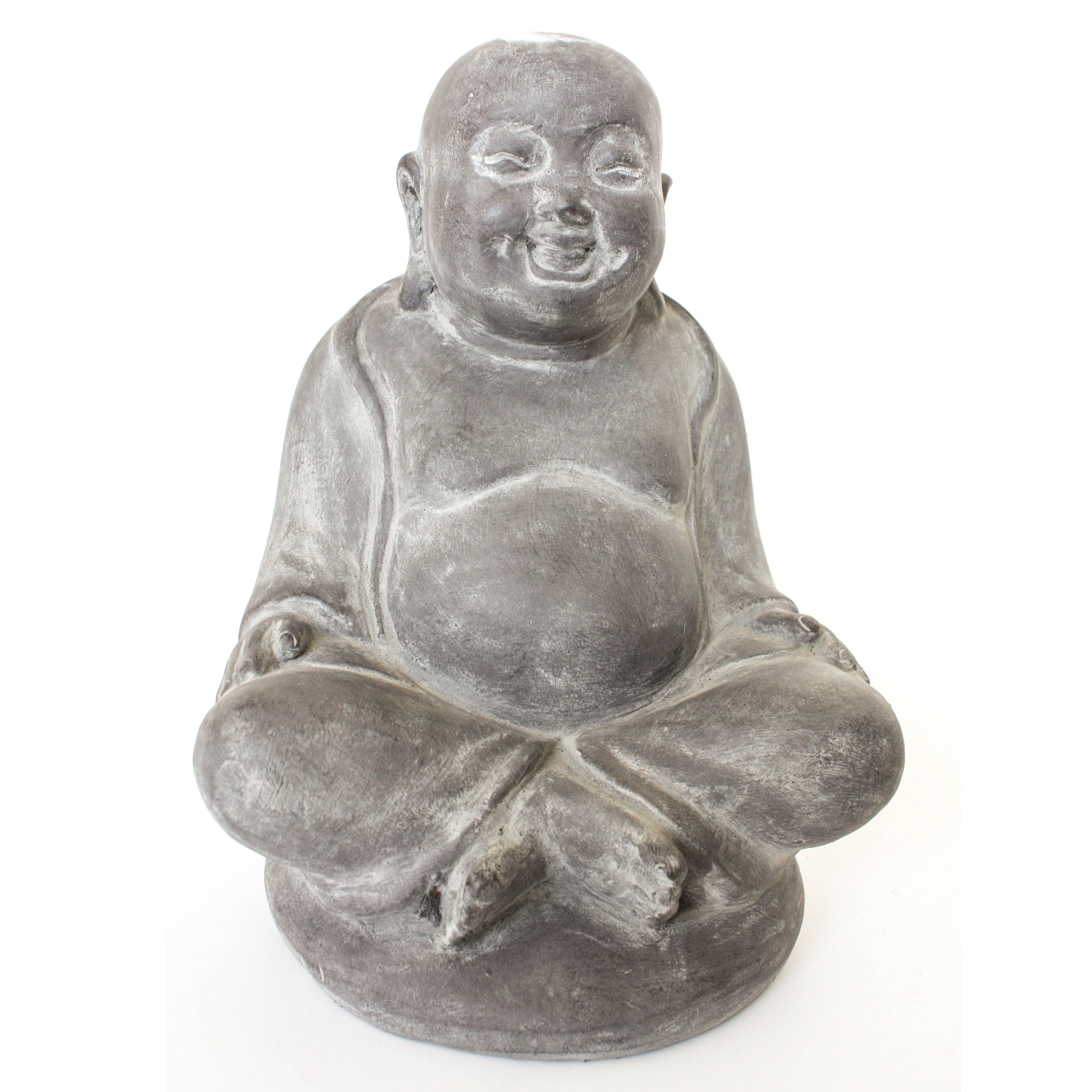 Ton-Figur 'sitzender Buddha', grau, H 32 cm, B 22,5 cm, L 19 cm
