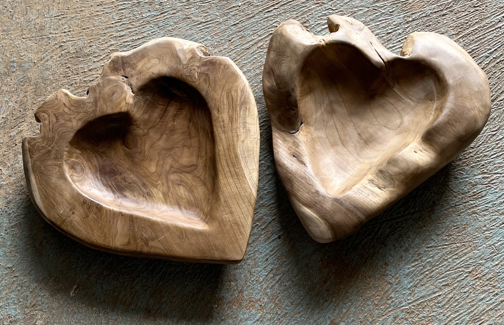 Teakholzschale 'Herz', natur, Ø 38 cm, H 6 cm