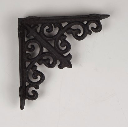 Regalwinkel aus Gusseisen, antik-braun, L 14 cm, H 14 cm