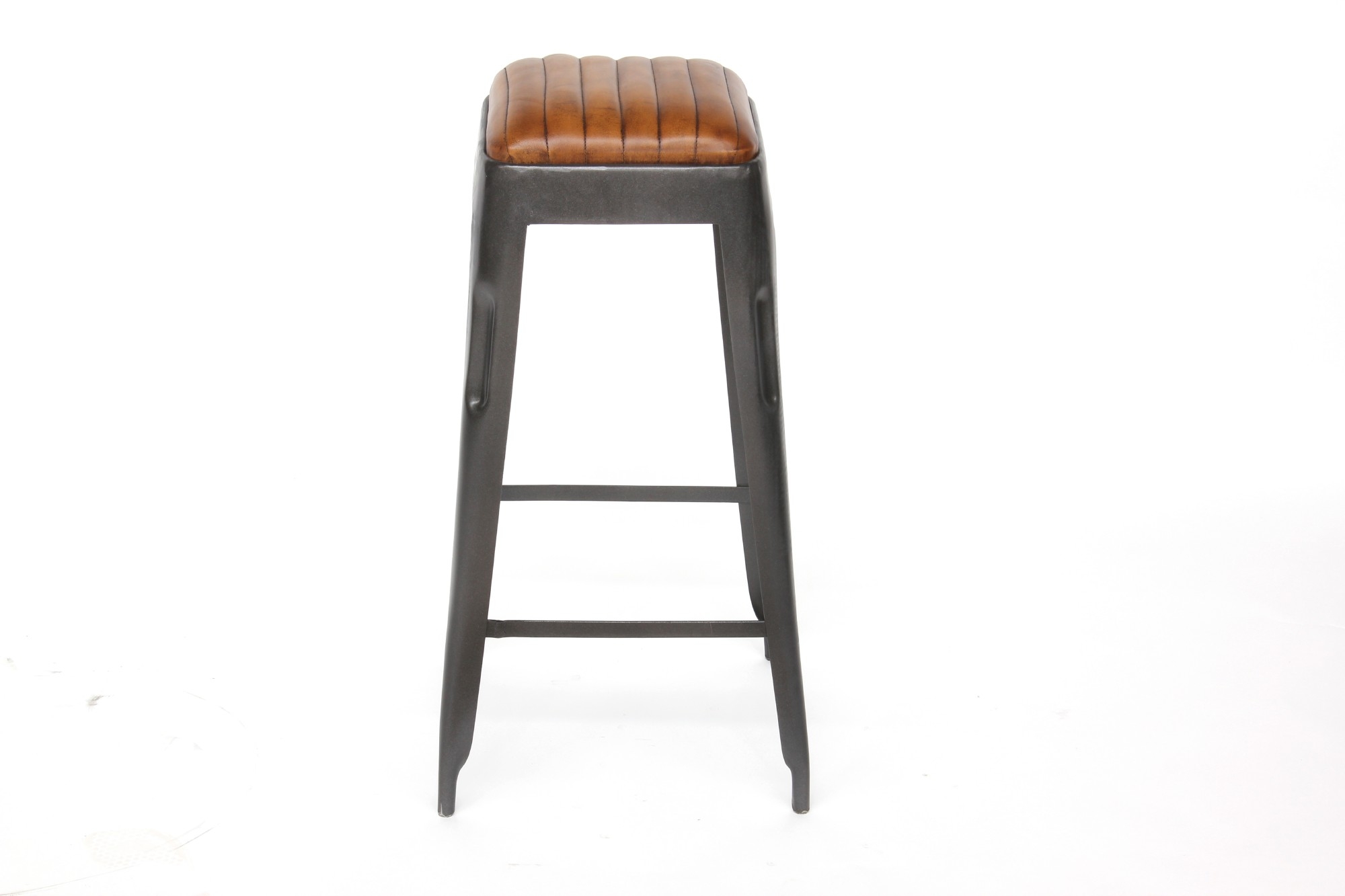 Barhocker 'Tank', schwarz, cognac, T 40 cm, B 40 cm, H 76 cm