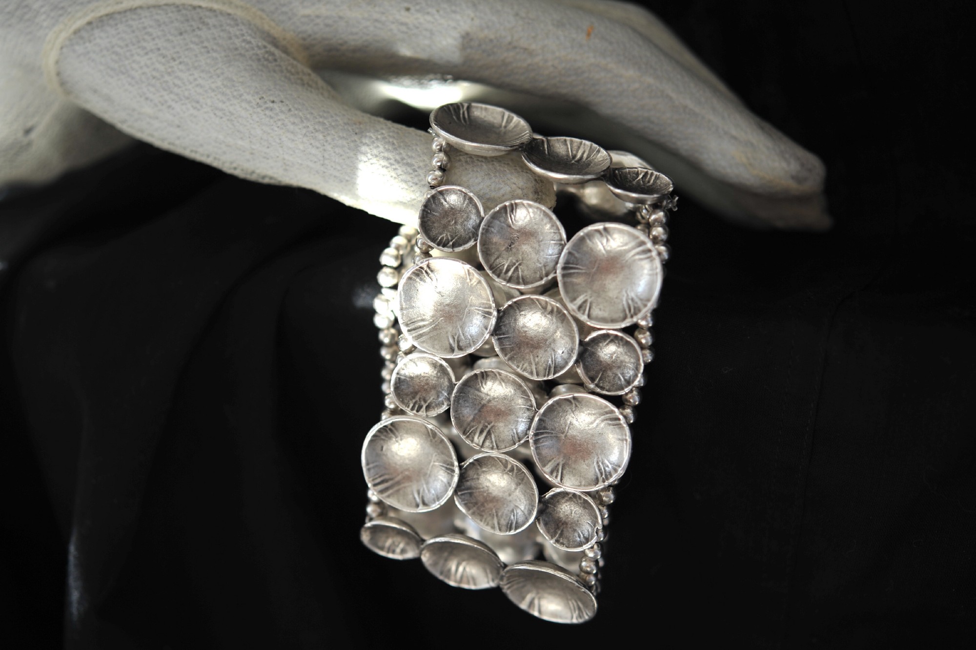 Armband, Zamak-Legierung, silber, B 5 cm, L 10,5 cm