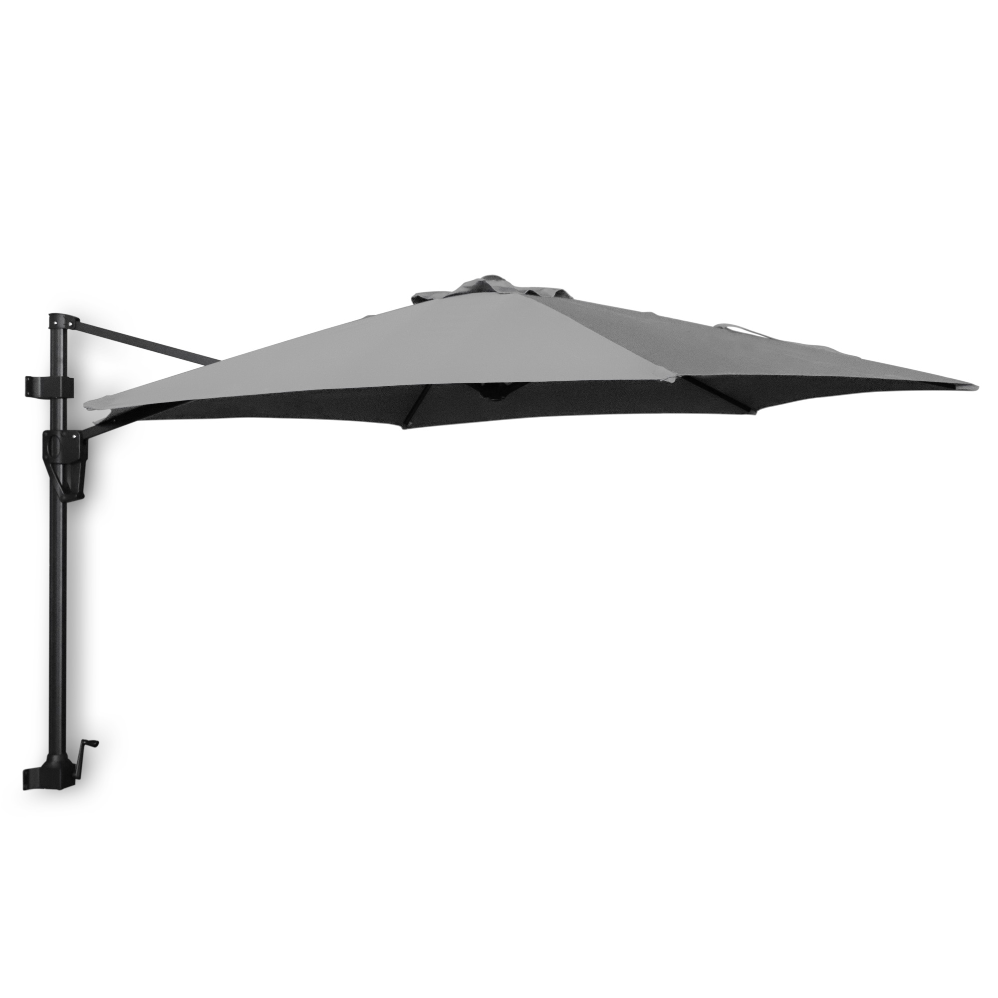 Sonnenschirm 'Trevor' zur Wandbefestigung, grau, L 300 cm, B 250 cm, H 231 cm