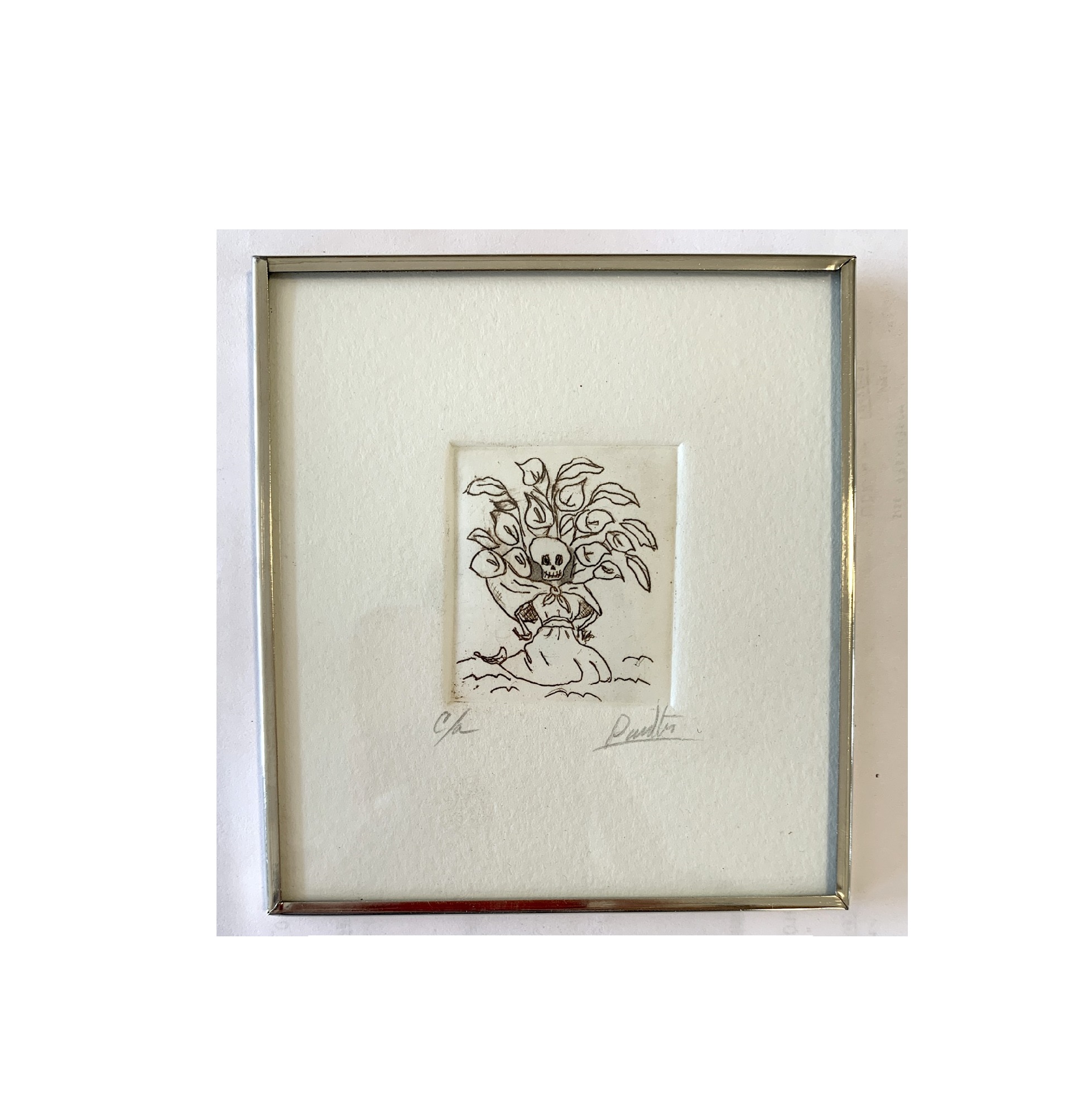 Radierung 'Alcatraces' in Rahmen, B 9,75 cm, H 10,75 cm