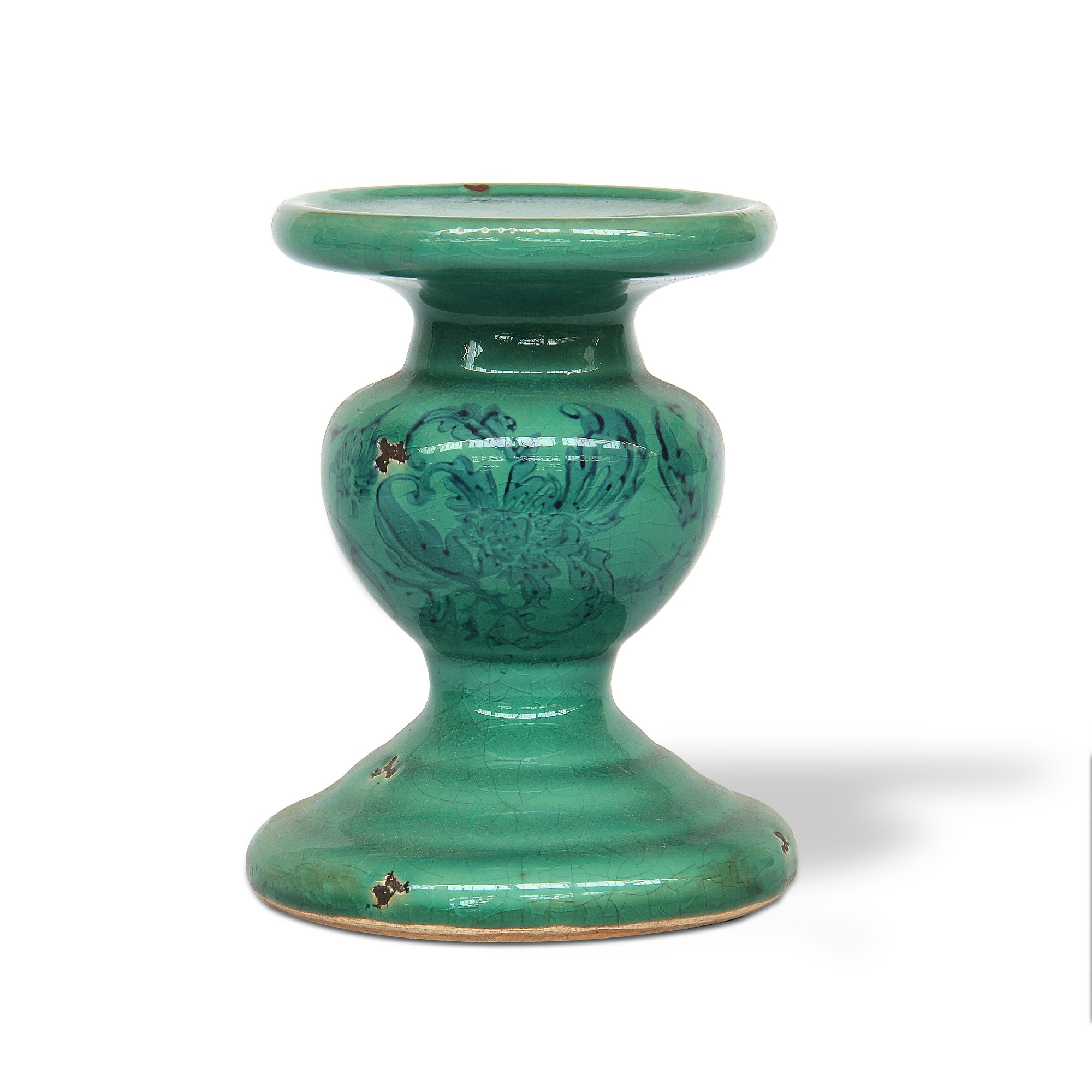 Keramik-Kerzenhalter, mintgrün, Ø 13 cm, H 18 cm