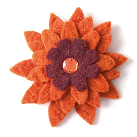 Brosche "Gerbera", orange/rot, Ø 10 cm