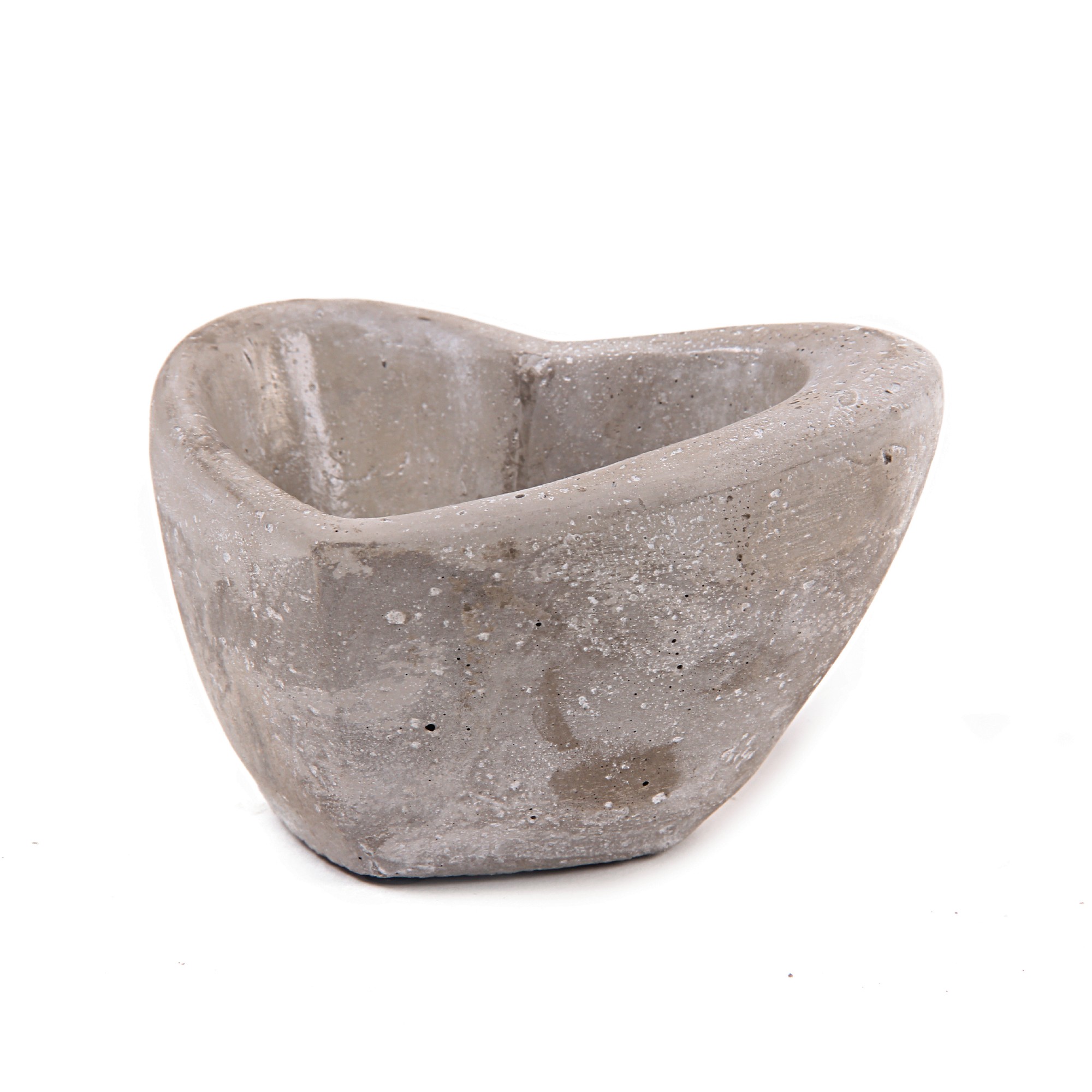 Zementtopf 'Le Coeur', grau, white-wash, T 13 cm, B 10,5 cm, H 8 cm