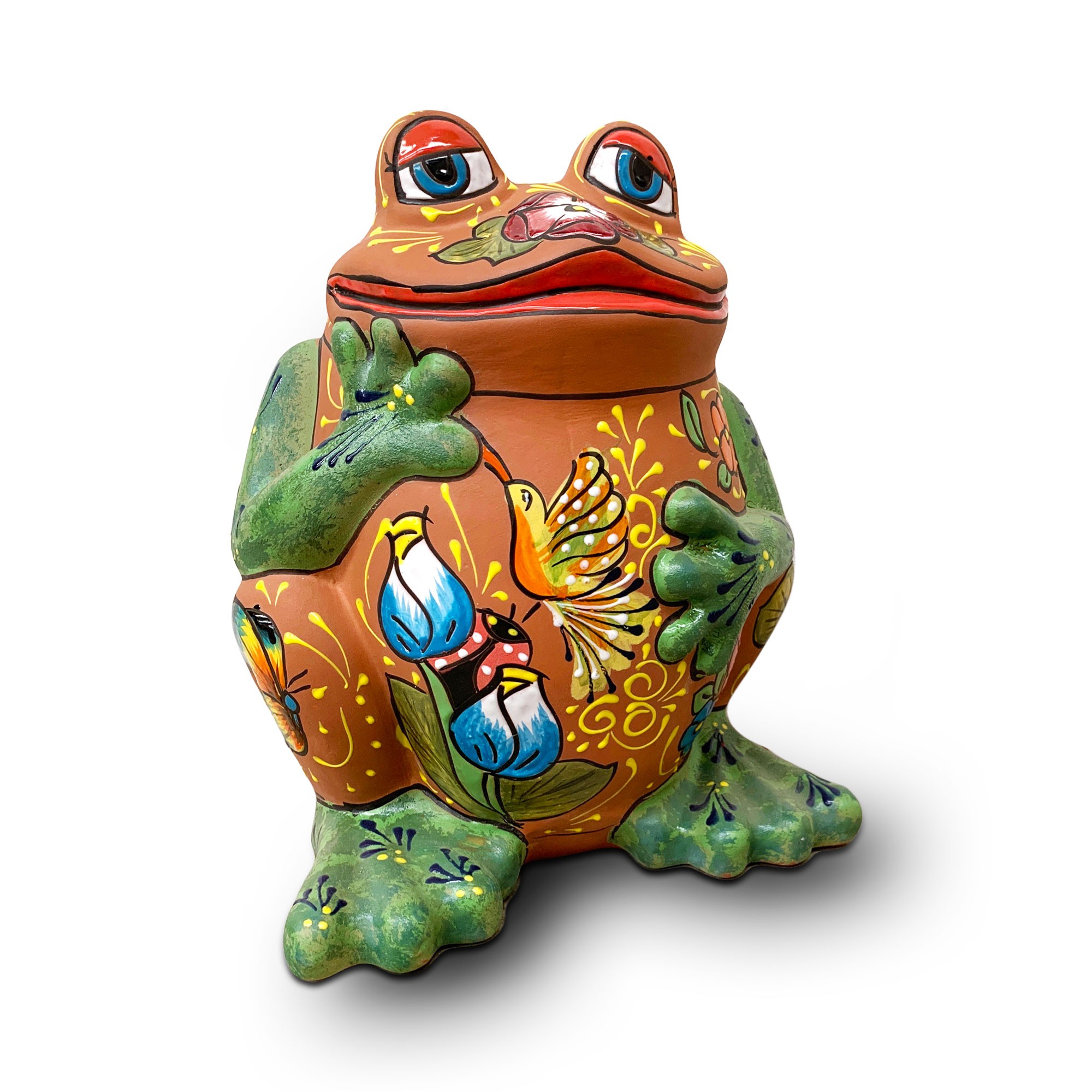 Pflanzgefäß 'Frosch', Terrakotta, multicolor,  L 34 cm, B 32 cm, H 44 cm