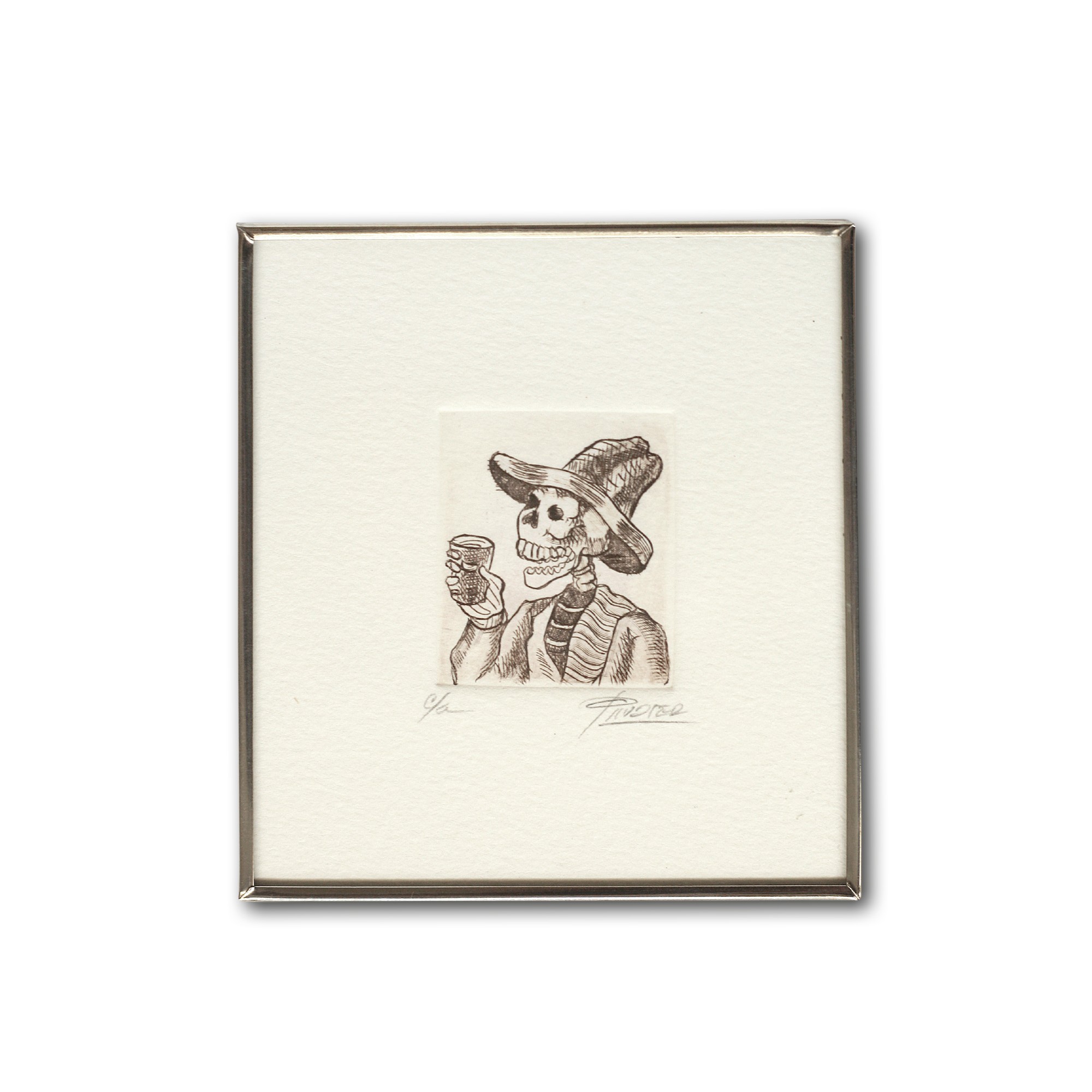 Radierung 'Cheers', gerahmt, H 11 cm, B 10 cm