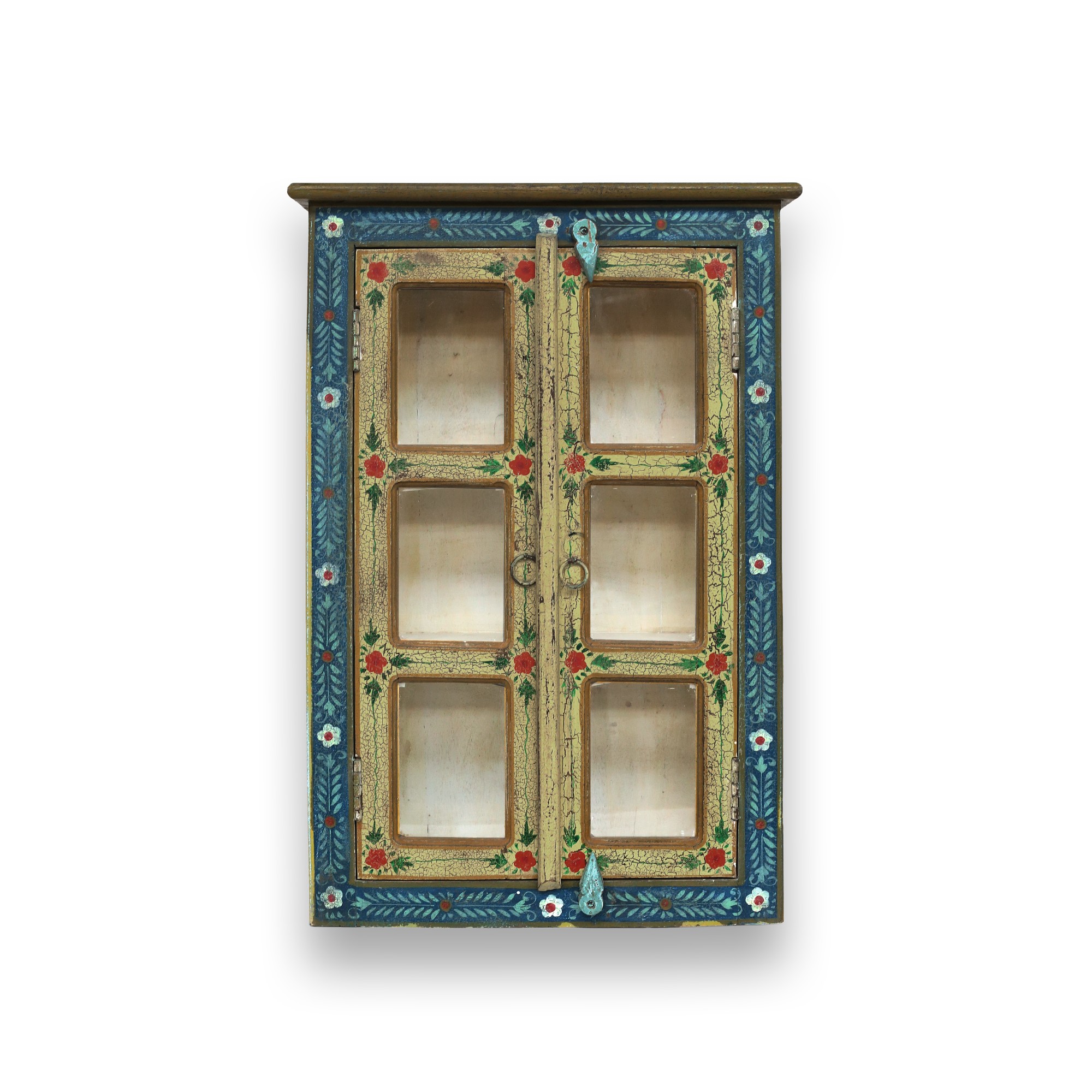 Hängevitrine handbemalt, multicolor, H 81 cm, B 55 cm, L 18 cm