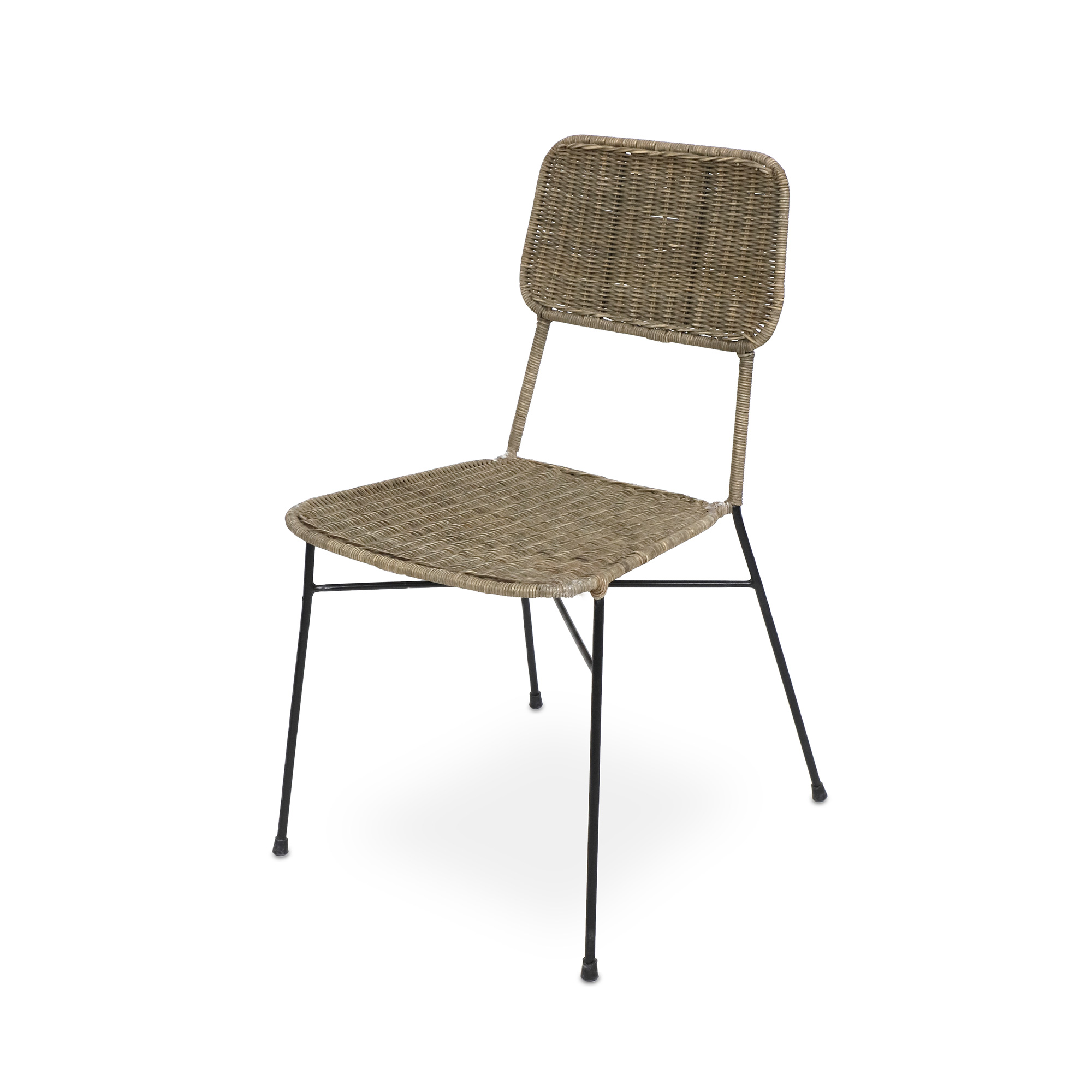 Rattan-Stuhl 'Stud', grau, schwarz, B 45 cm, L 48 cm, H 80 cm