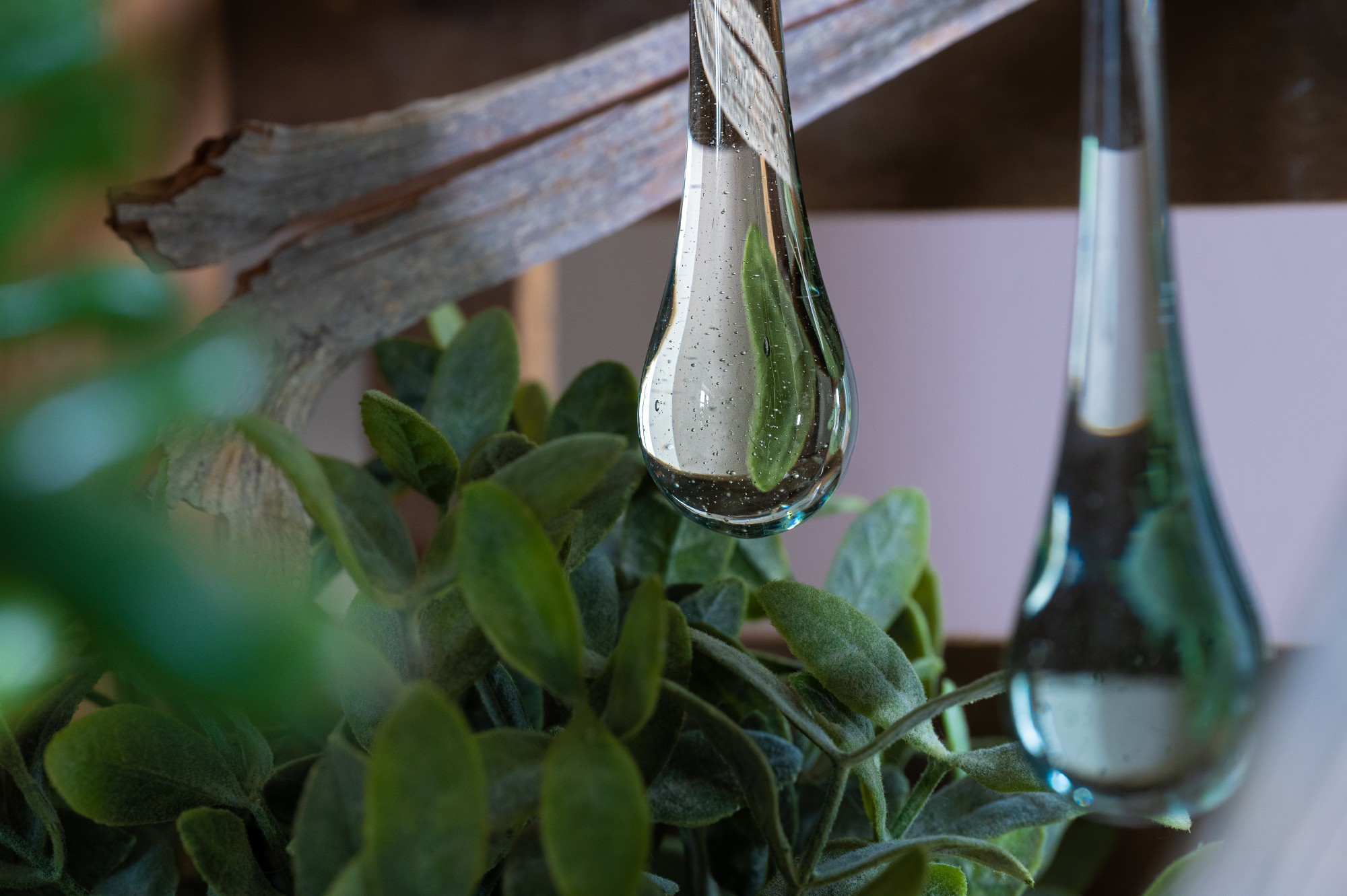 Glastropfen hängend, transparent, Ø 2 cm, H 15 cm