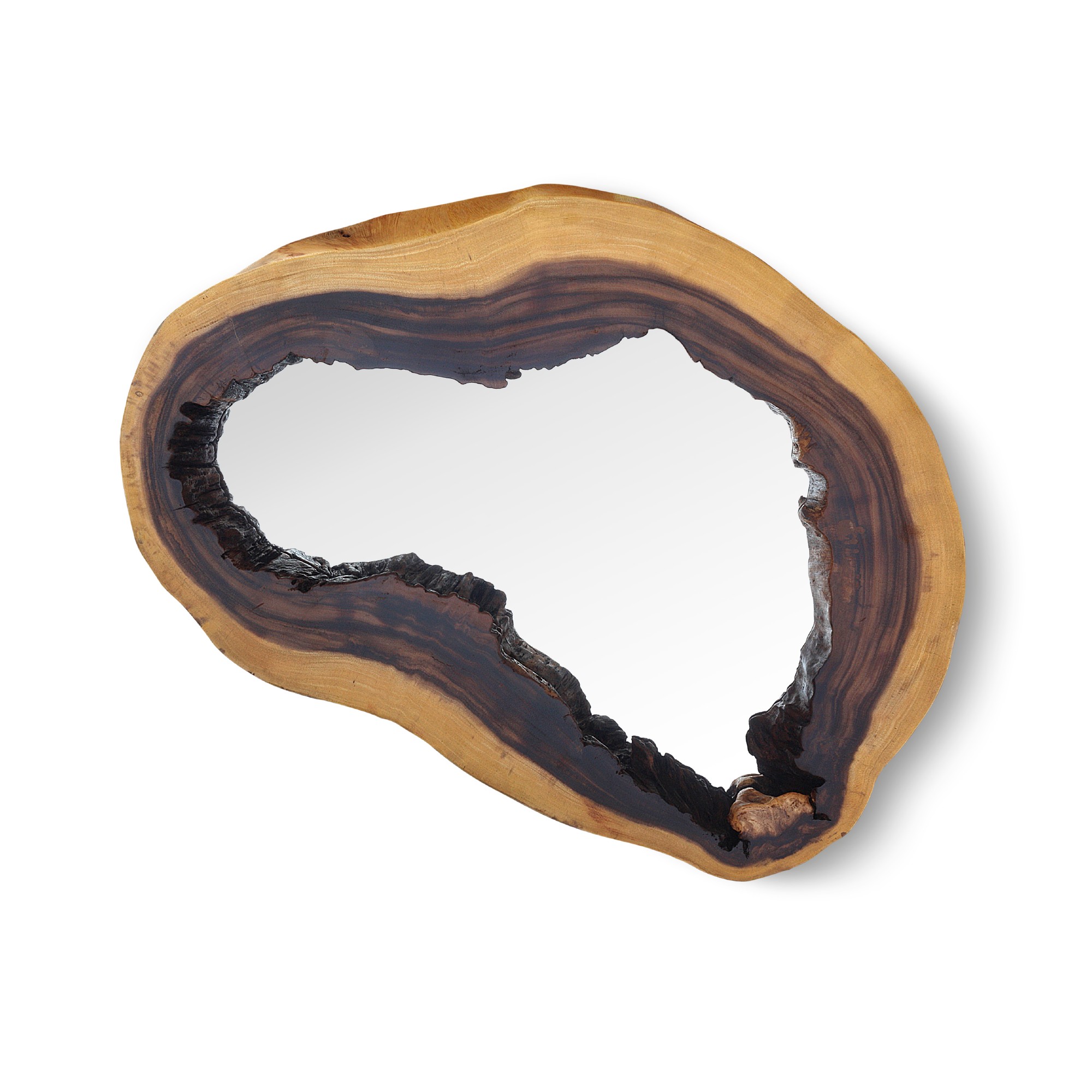 Wandspiegel 'Akazie', natur, Ø 70-90 cm, L 7 cm