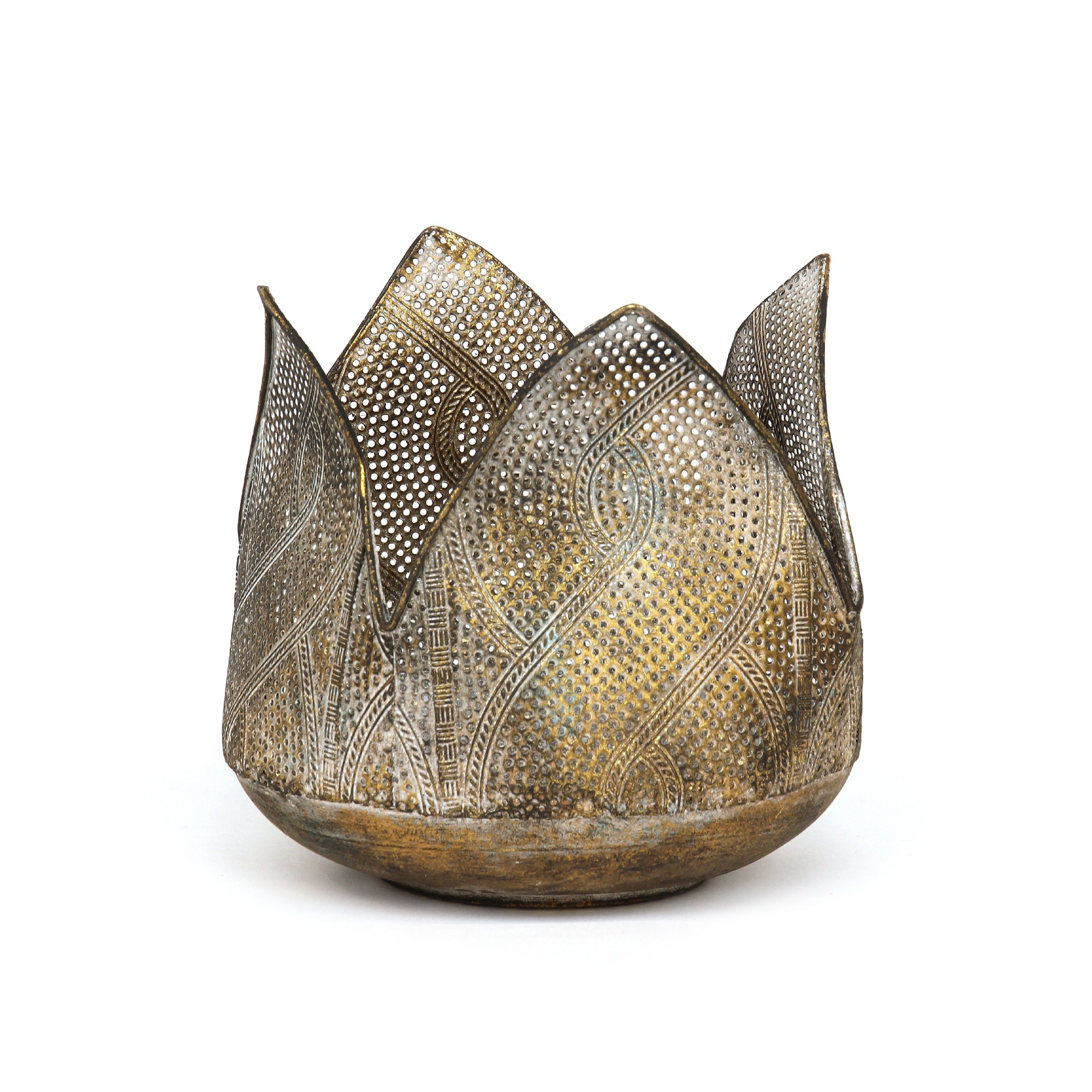 Windlicht 'Yuna', gold, Ø 15,5 cm, H 16,5 cm