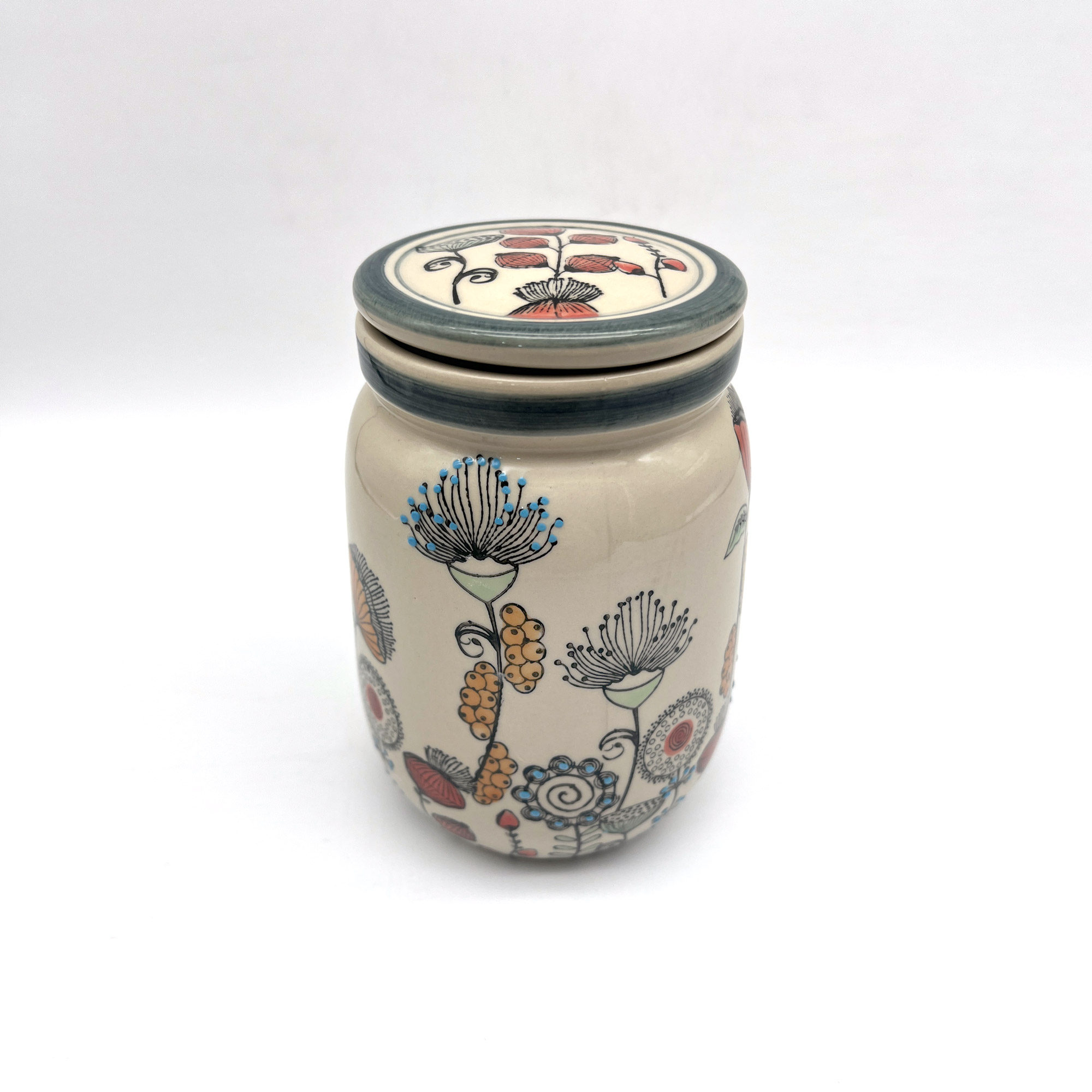  Deckelbehälter, beige-multicolor, Ø 11,5 cm, H 17 cm