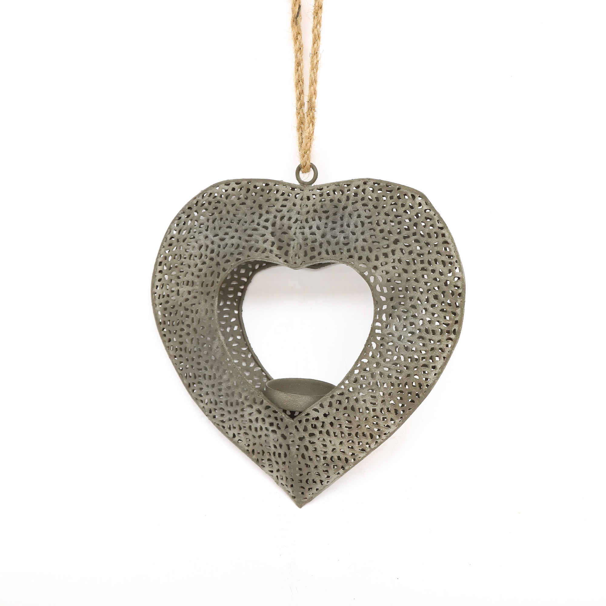 Anhänger 'Herz' mit Teelichthalter, Metall, B 21,5 cm, H 20 cm, L 5 cm