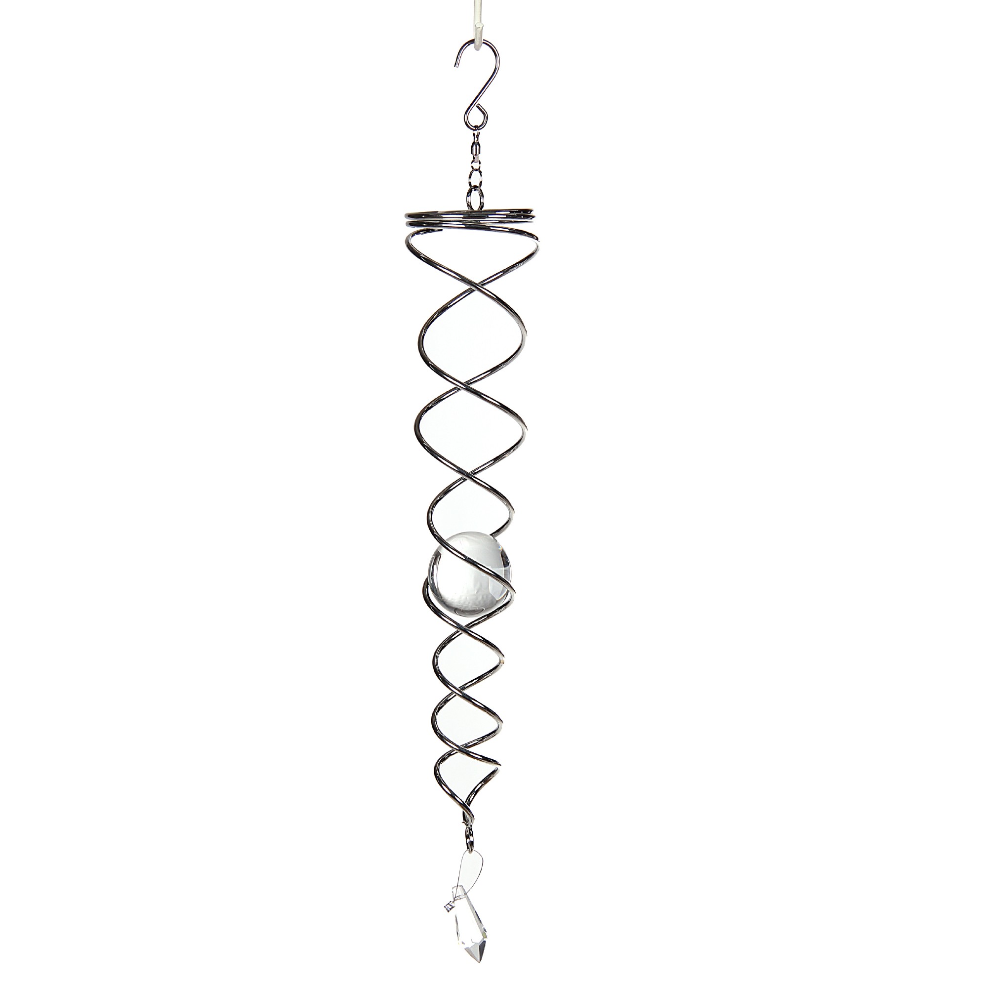 Windspiel 'Spirale', Stahl, Glas, Ø 6 cm, H 40 cm
