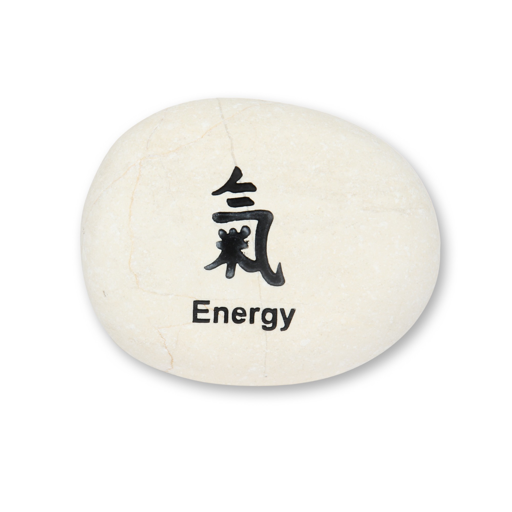 Flusskieselstein 'Energy', weiß, T 8 cm, B 8 cm