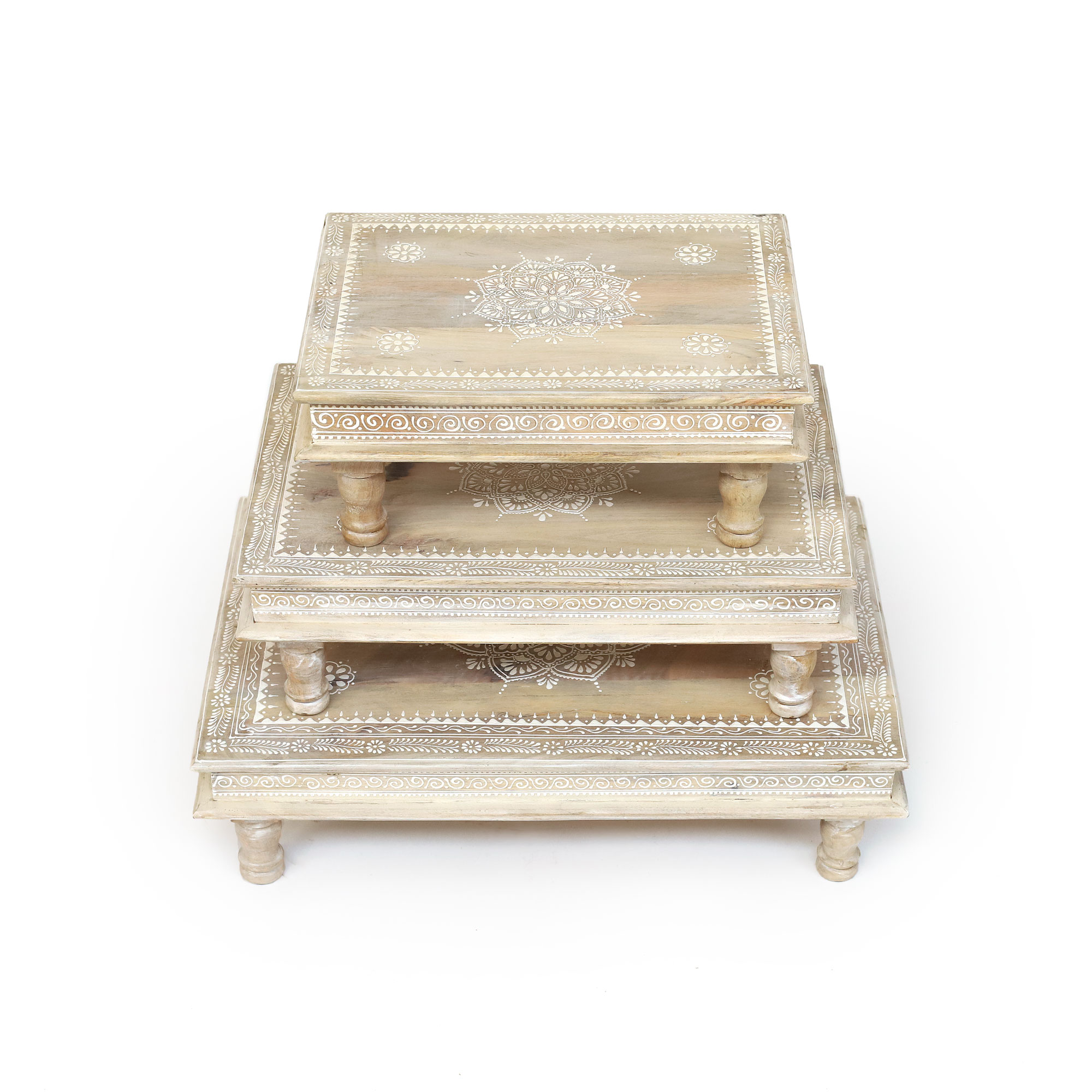 Set Bajot-Tisch 'Lieke', whitewashed Mangoholz