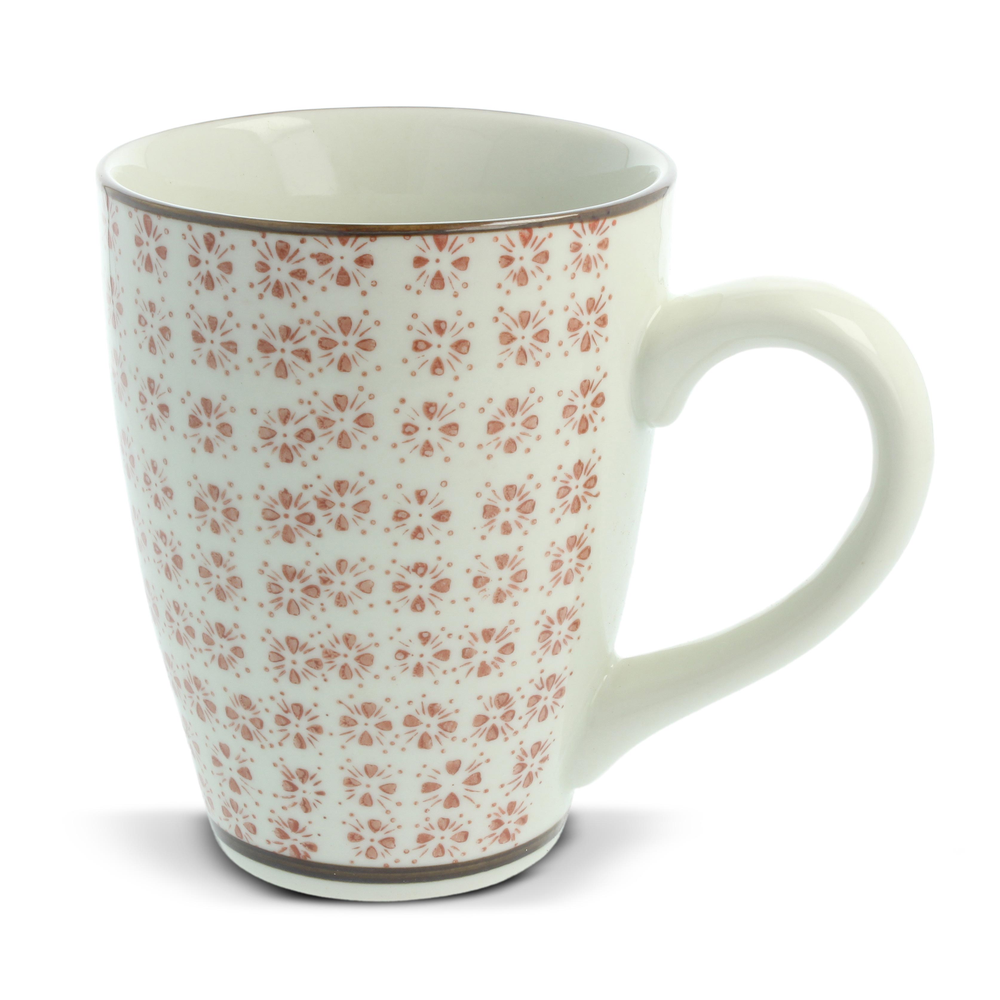 Tasse Gordes 'Breakfast', beige, rot, H 12 cm, Ø 9,5 cm
