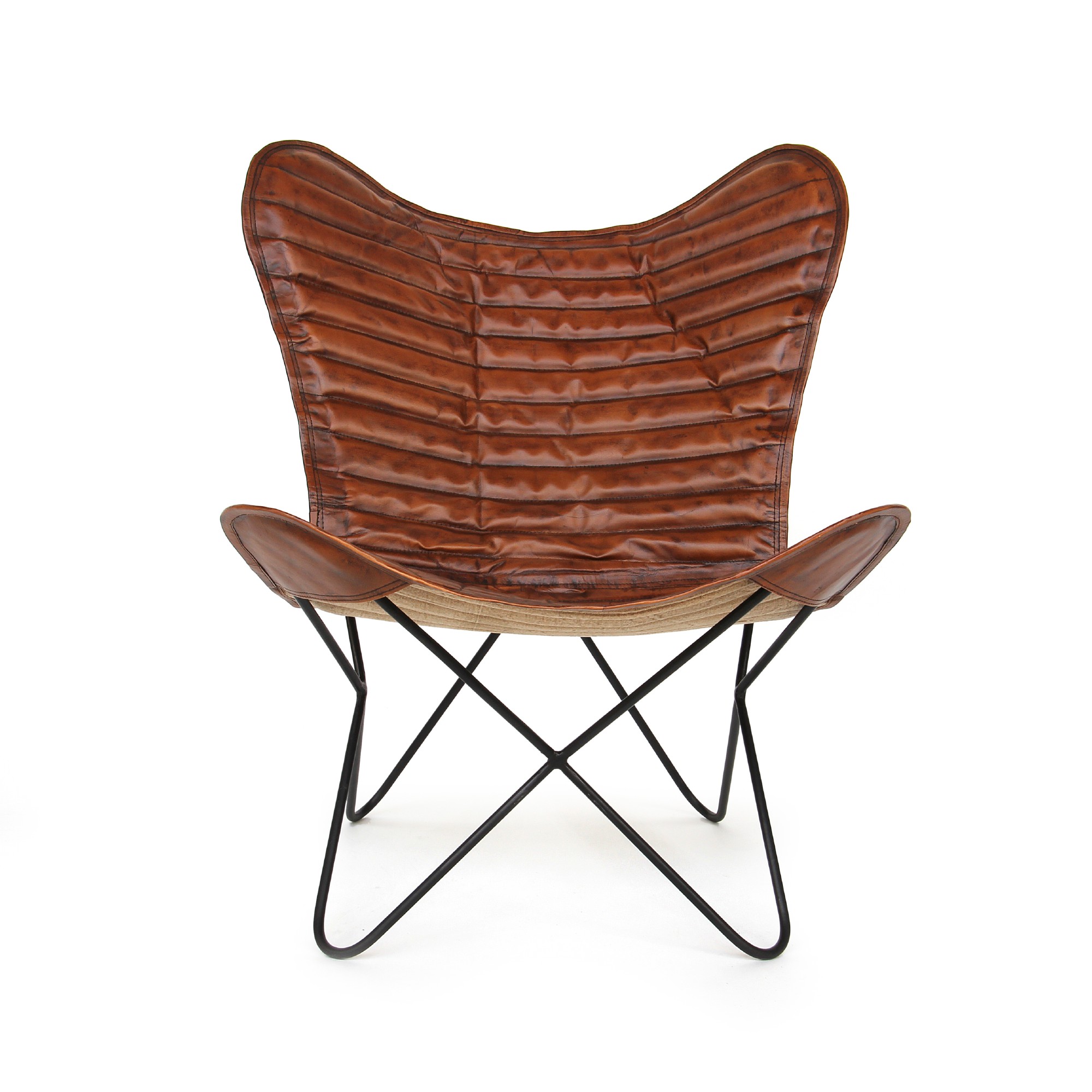 Lounger 'Steve', cognac, schwarz, T 76 cm, B 76 cm, H 90 cm