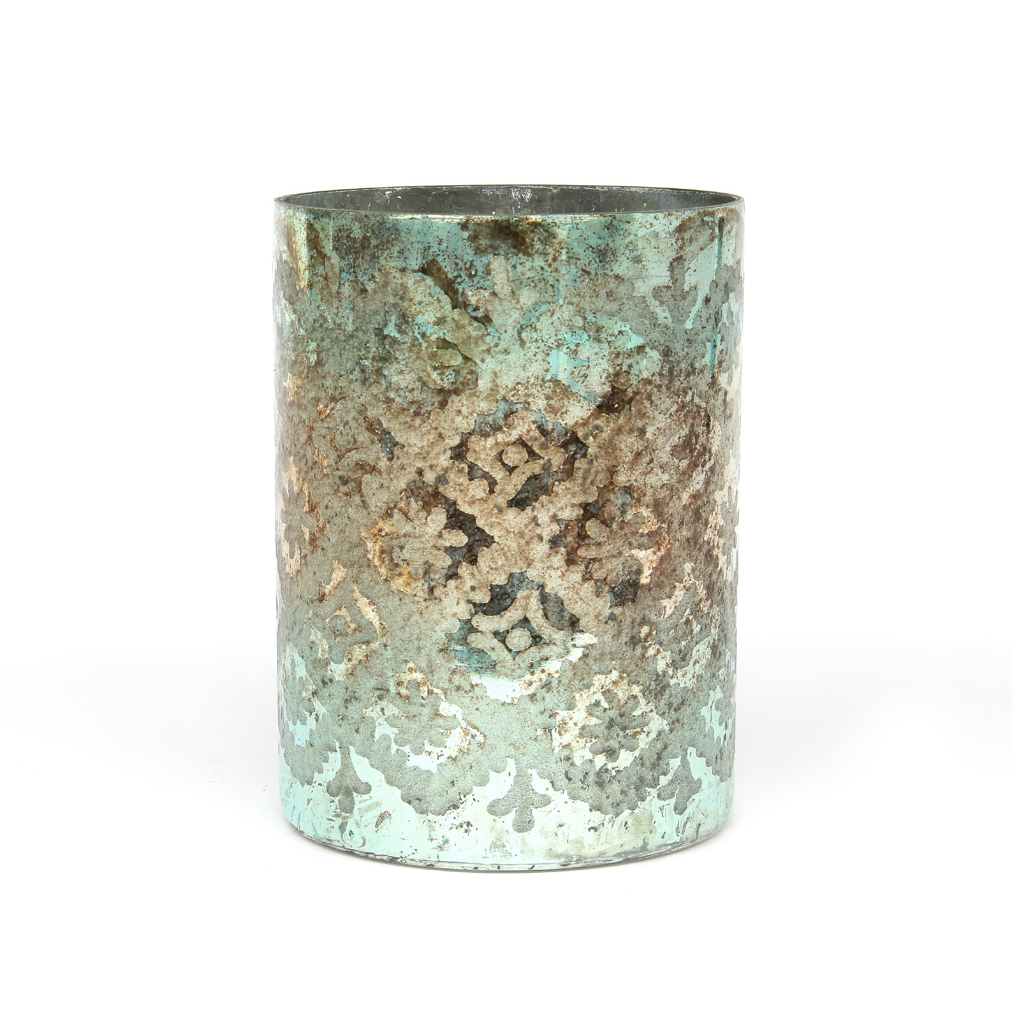Windlicht 'Antik Aquamarin' M, grün, gold, Ø 15 cm, H 20 cm