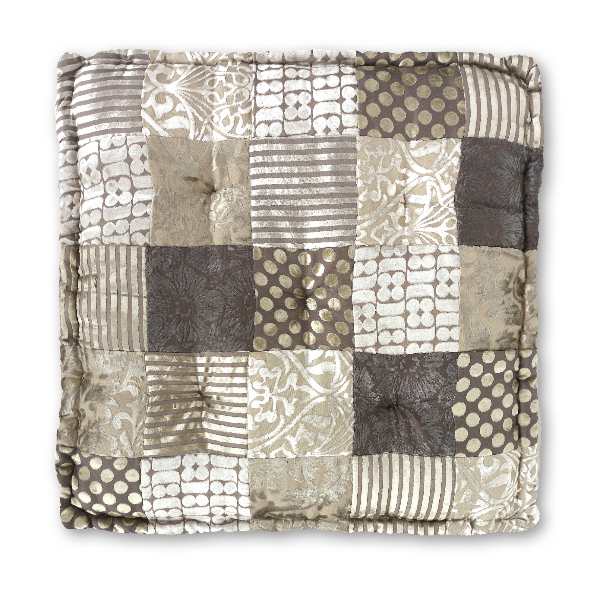 Sitzkissen Patchwork, silber, T 60 cm, B 60 cm, H 10 cm