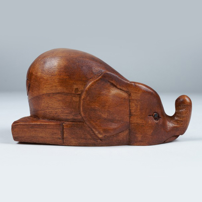 Handgeschnitzter Holzelefant, B 15 cm, H 9 cm, L 9 cm