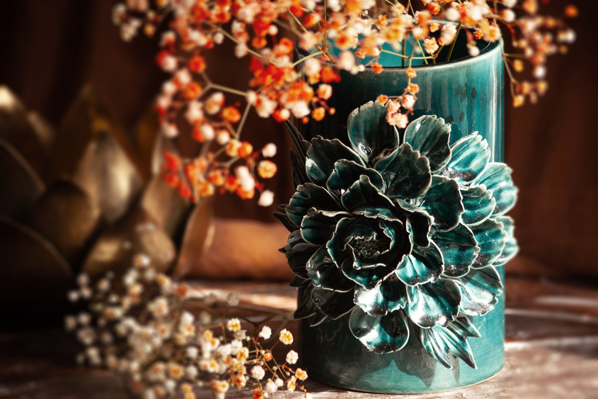 Vase 'Marceline' grünblau Ø 17 cm, H 20 cm