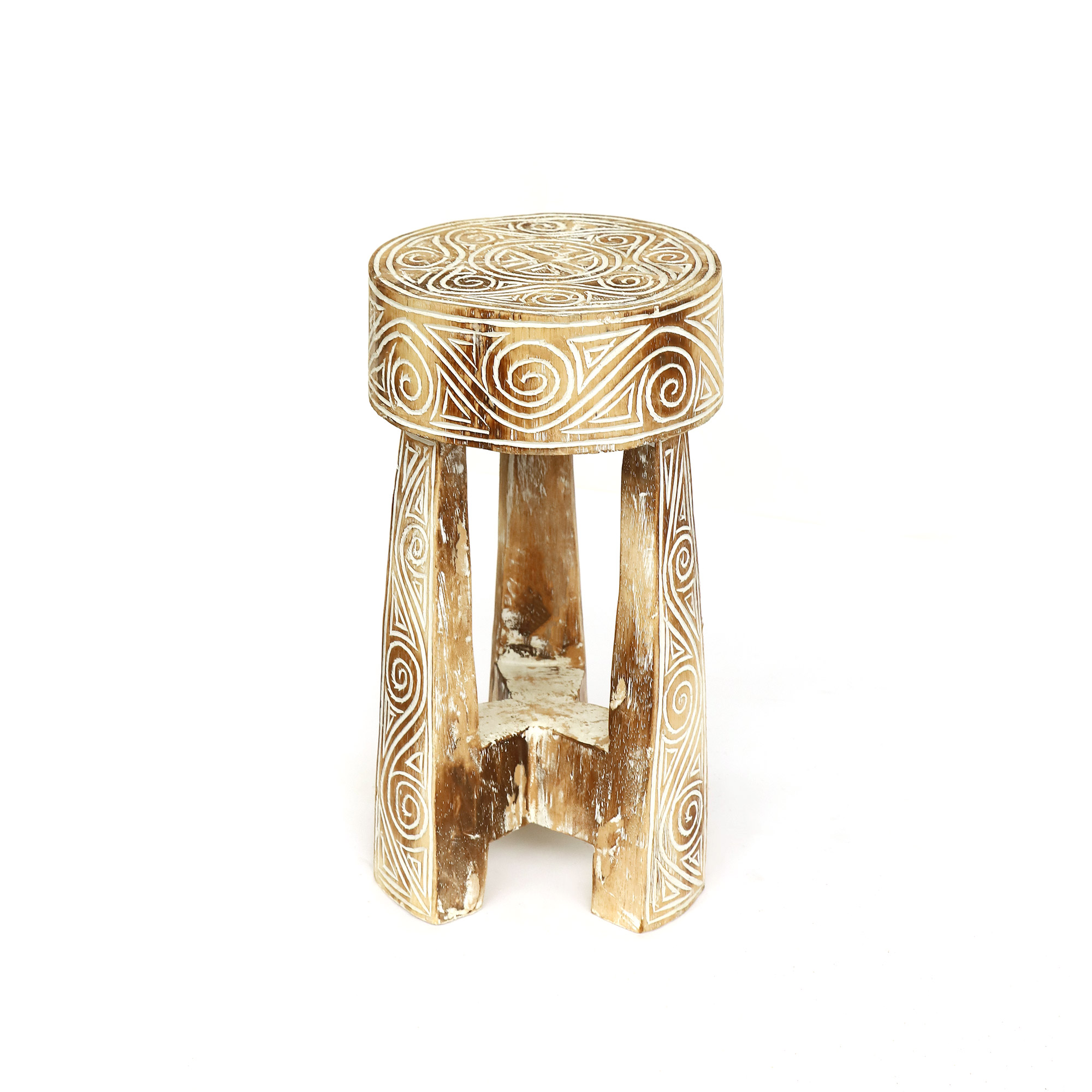 Hocker 'Toraja', natur, weiß, H 48 cm, Ø 27 cm