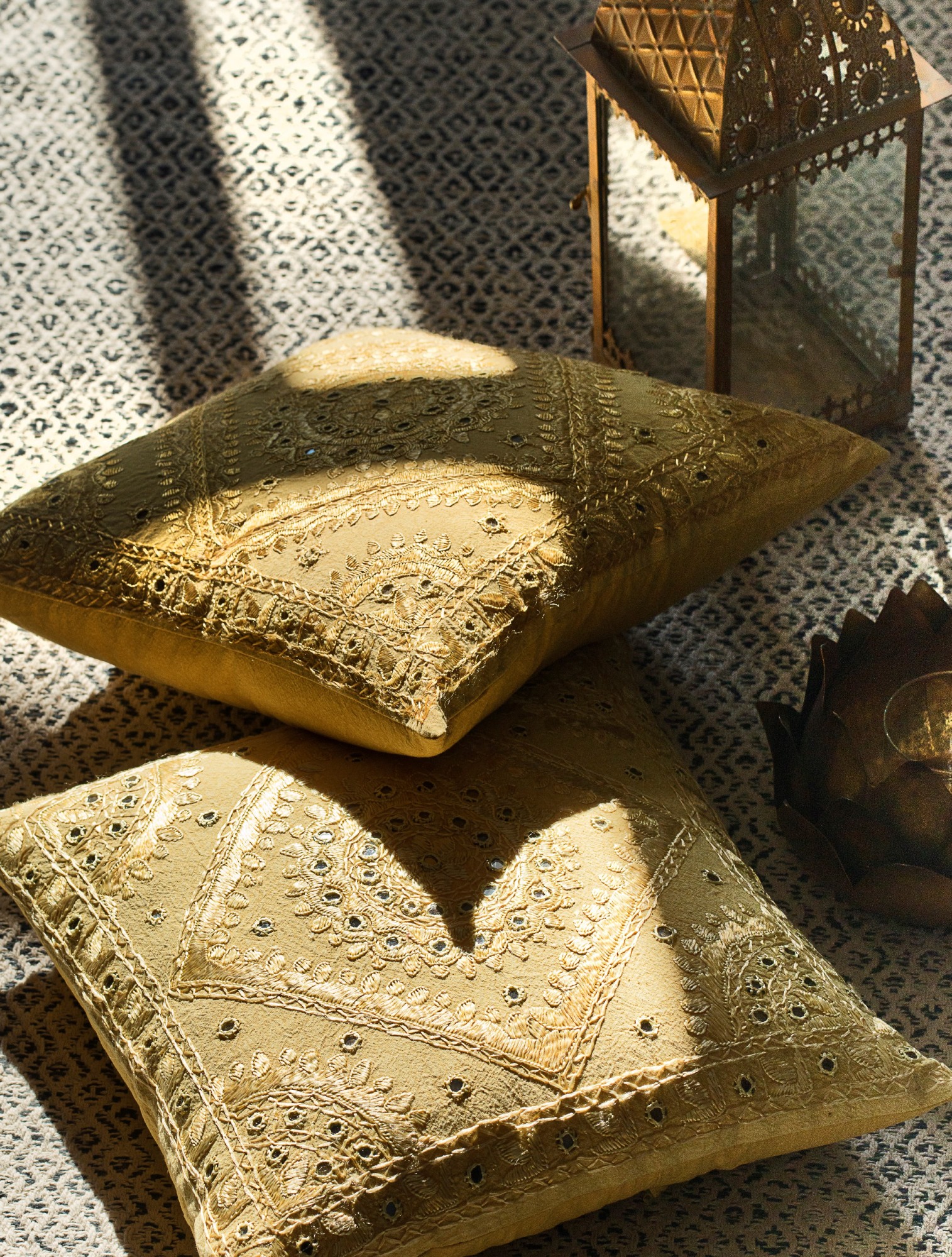 Kissenhülle 'Chulbuli', gelb, L 40 cm, B 40 cm