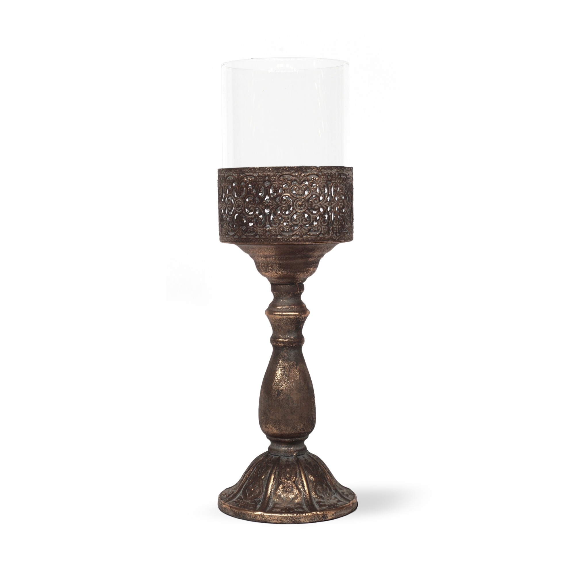 Pokal-Windlicht, antik gold, H 43 cm, Ø 13,5 cm