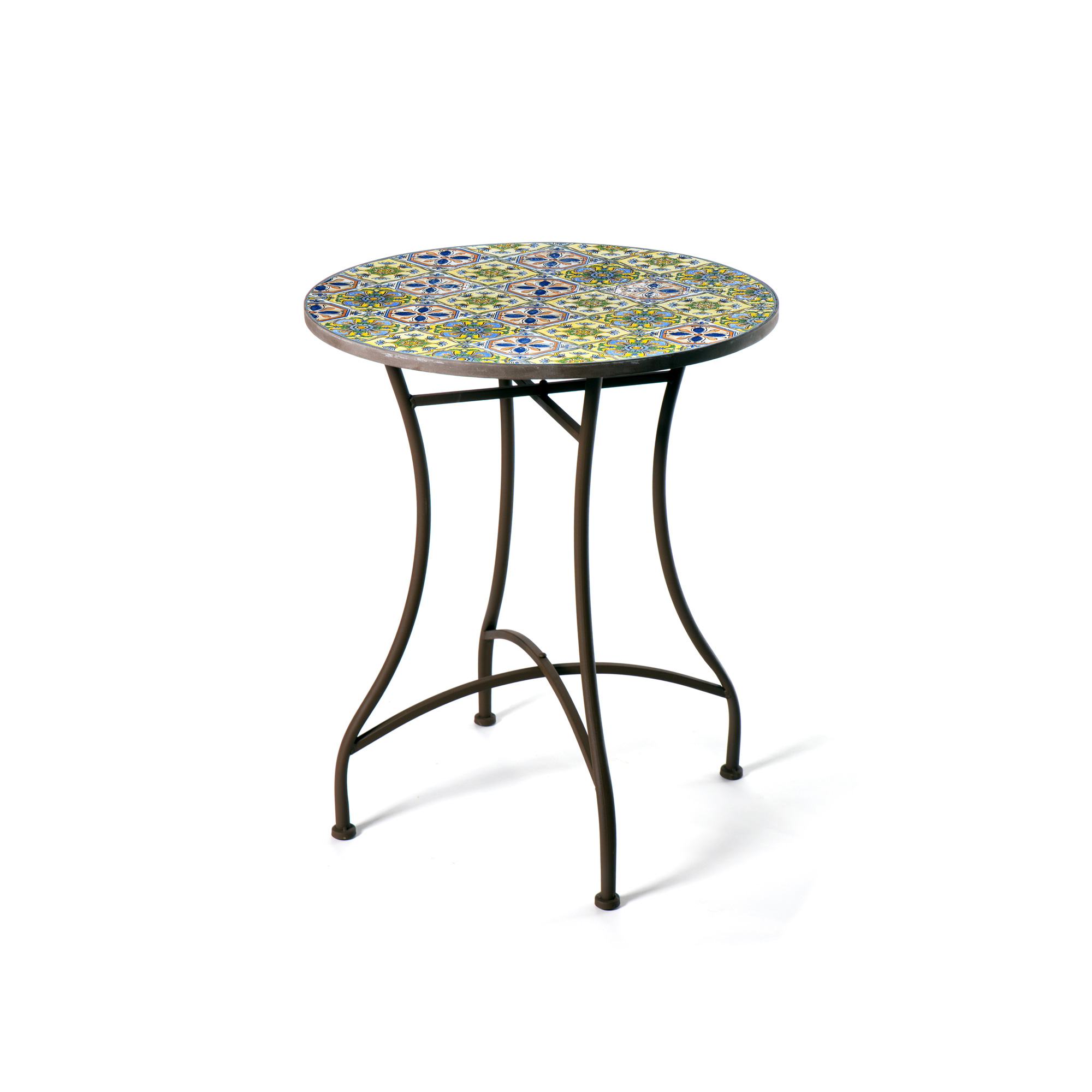 Mosaiktisch 'Antri', gelb-blau, Ø 60 cm, H 72 cm