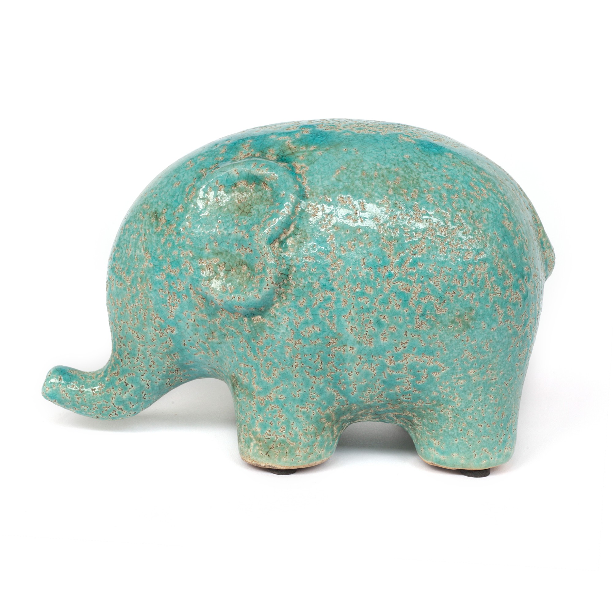 Keramikelefant, blau, T 20 cm, B 10,5 cm, H 11,5 cm