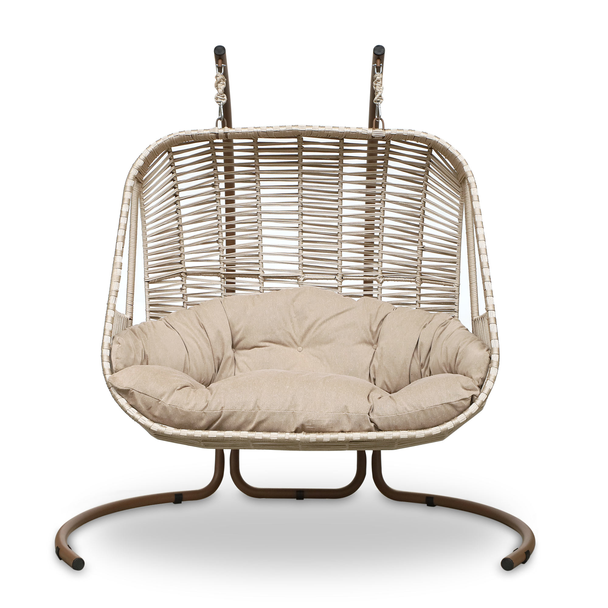 2er-Hängesessel 'Twindler', creme, braun, H 200 cm, B 148 cm, L 120 cm