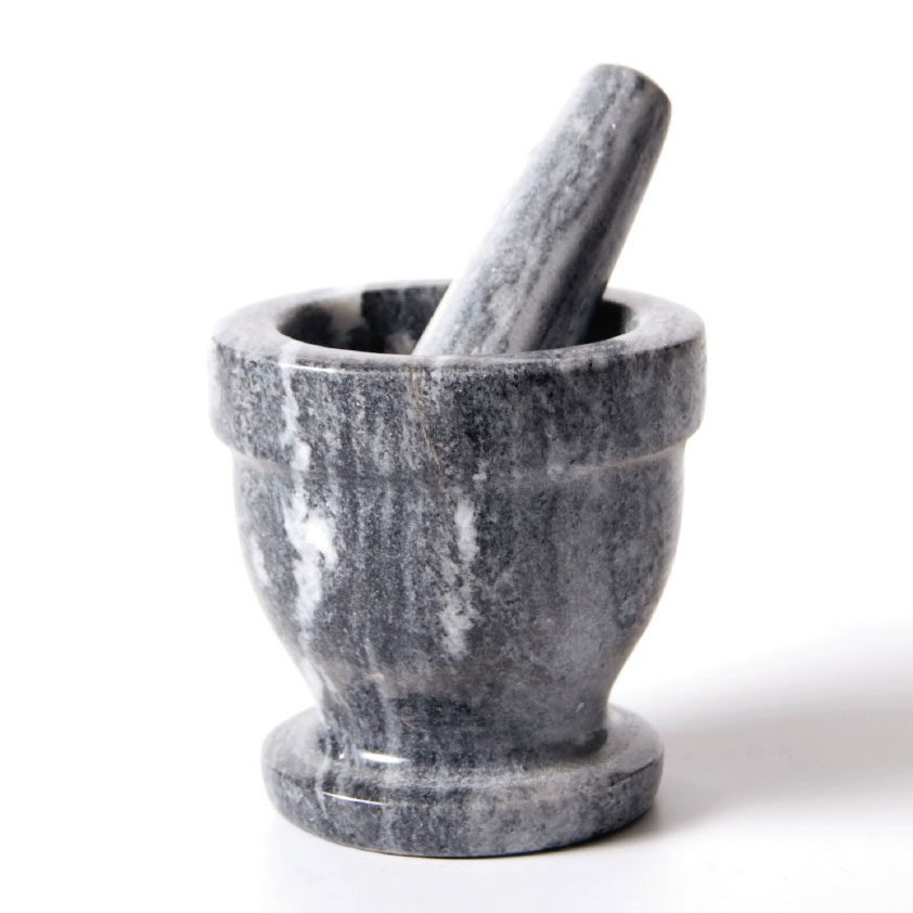 Mörser 'Salsa' aus Marmor, grau, weiß, Ø 10 cm, H 10 cm