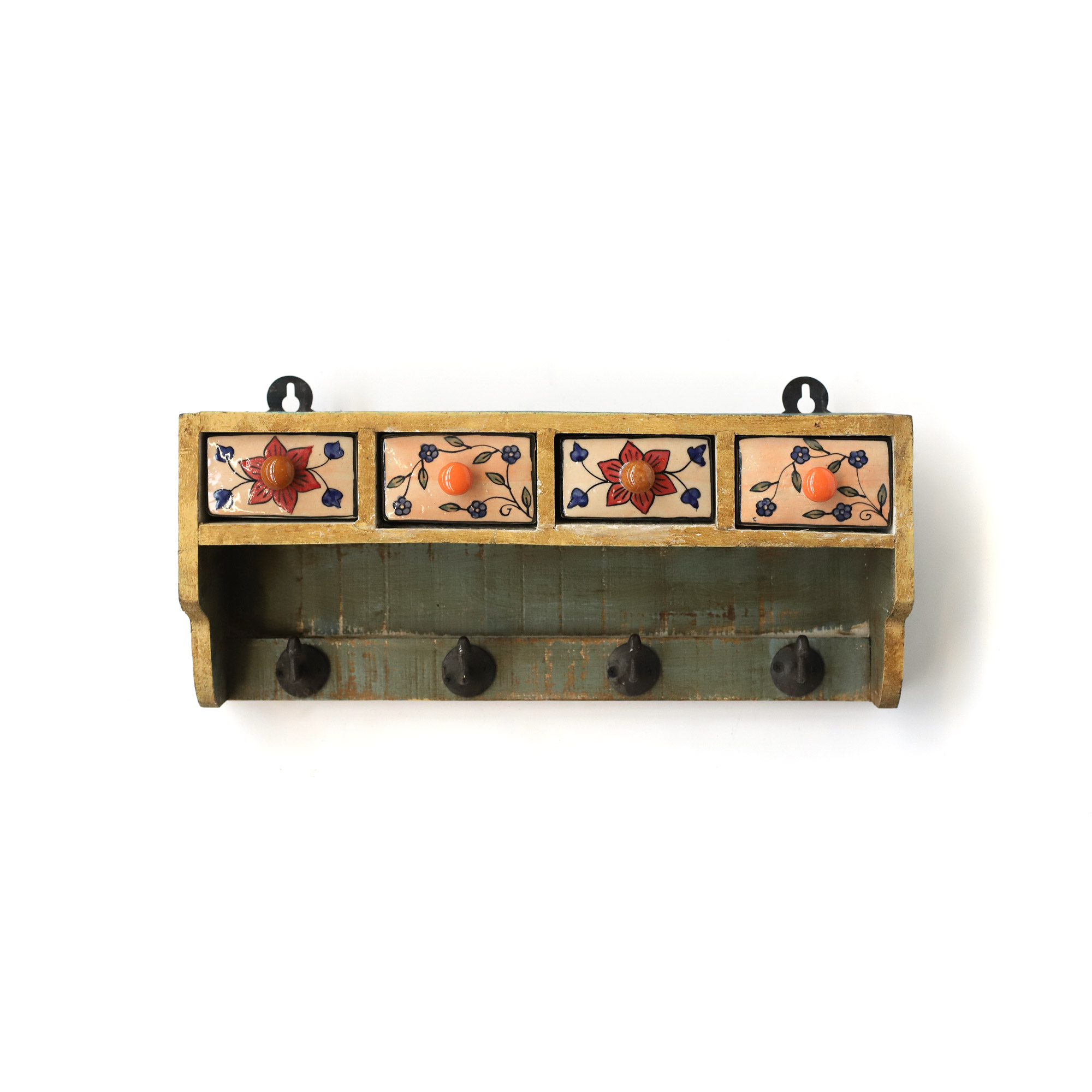 Hängeregal mit Haken und 4 Schubladen, B 49 cm, H 20 cm, L 12 cm