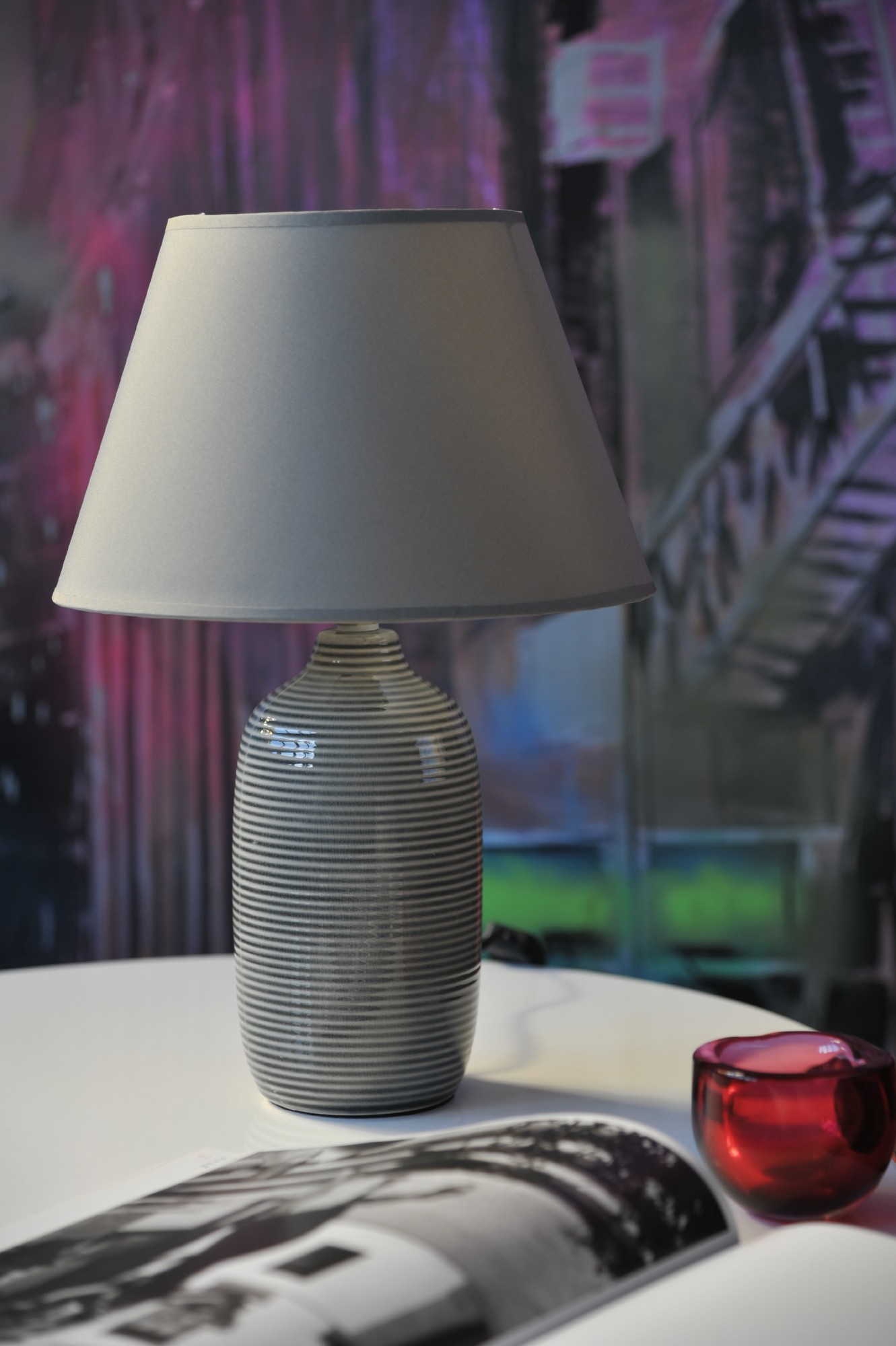 Tischlampe 'Bendrop', grau, Ø 25 cm, H 38 cm