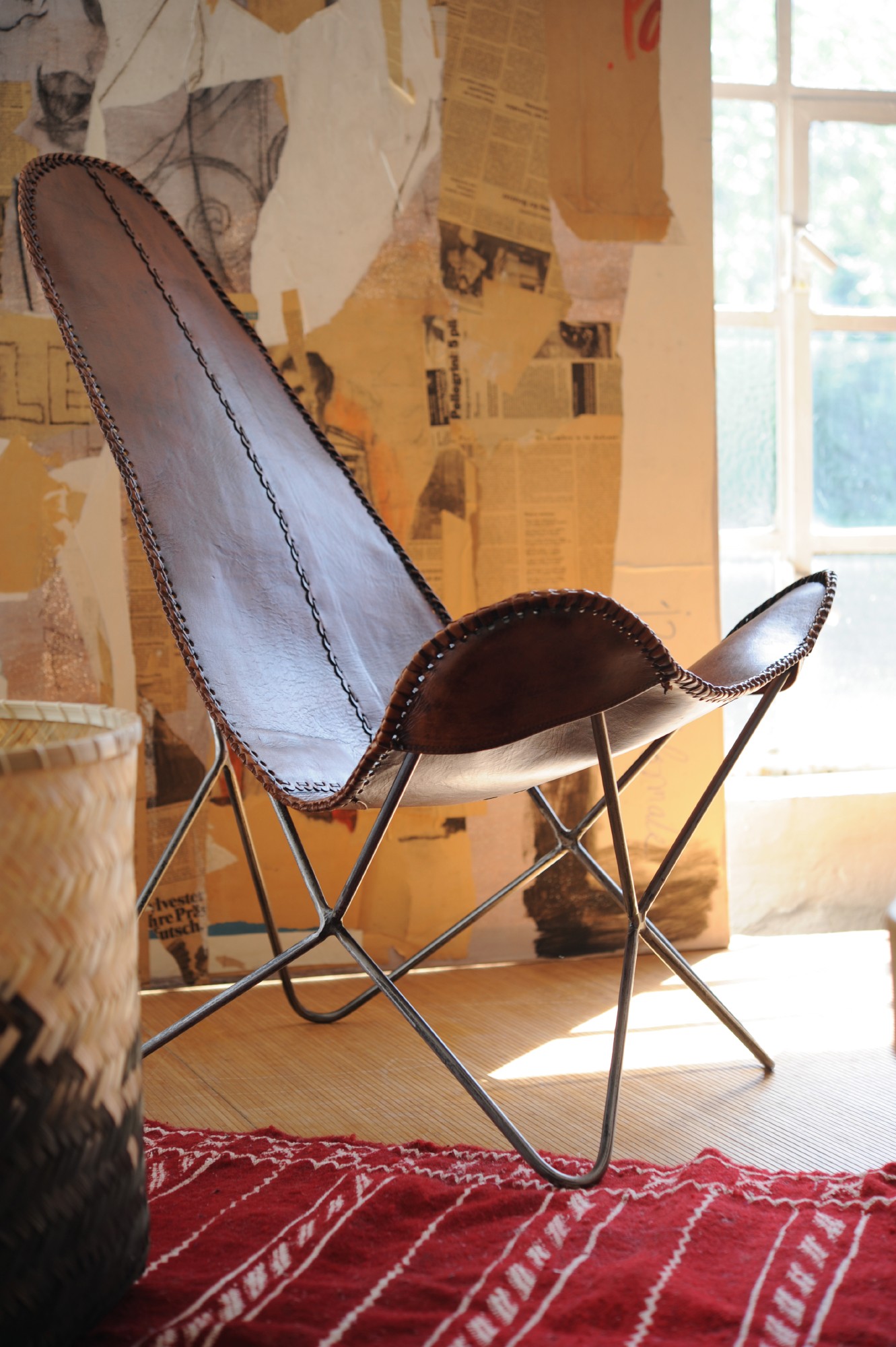 Lounger 'Nick', cognac, vernickelt, T 69 cm, B 83 cm, H 100 cm