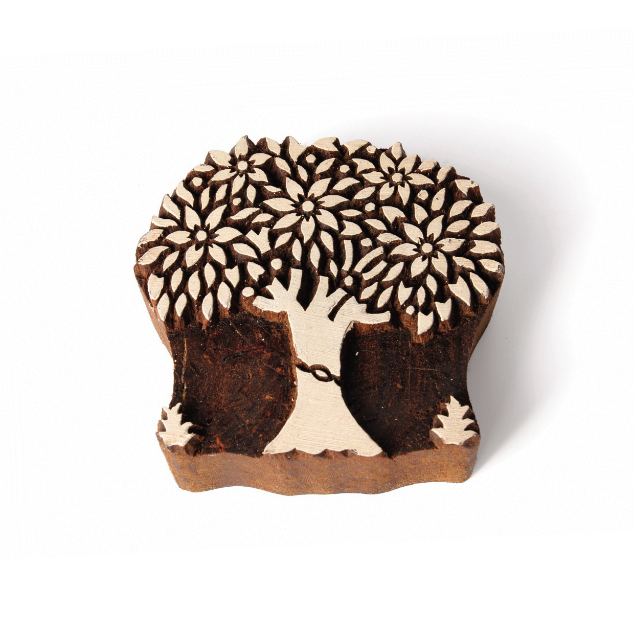 Holzstempel "Apfelbaum", handgeschnitzt, B 9 cm, H 9 cm